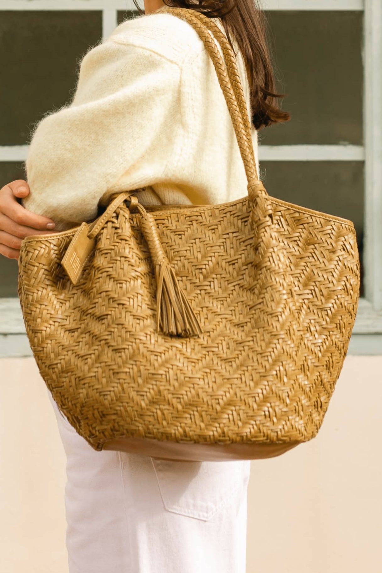 Sac à main en cuir tressé BIBA - couleur moutarde