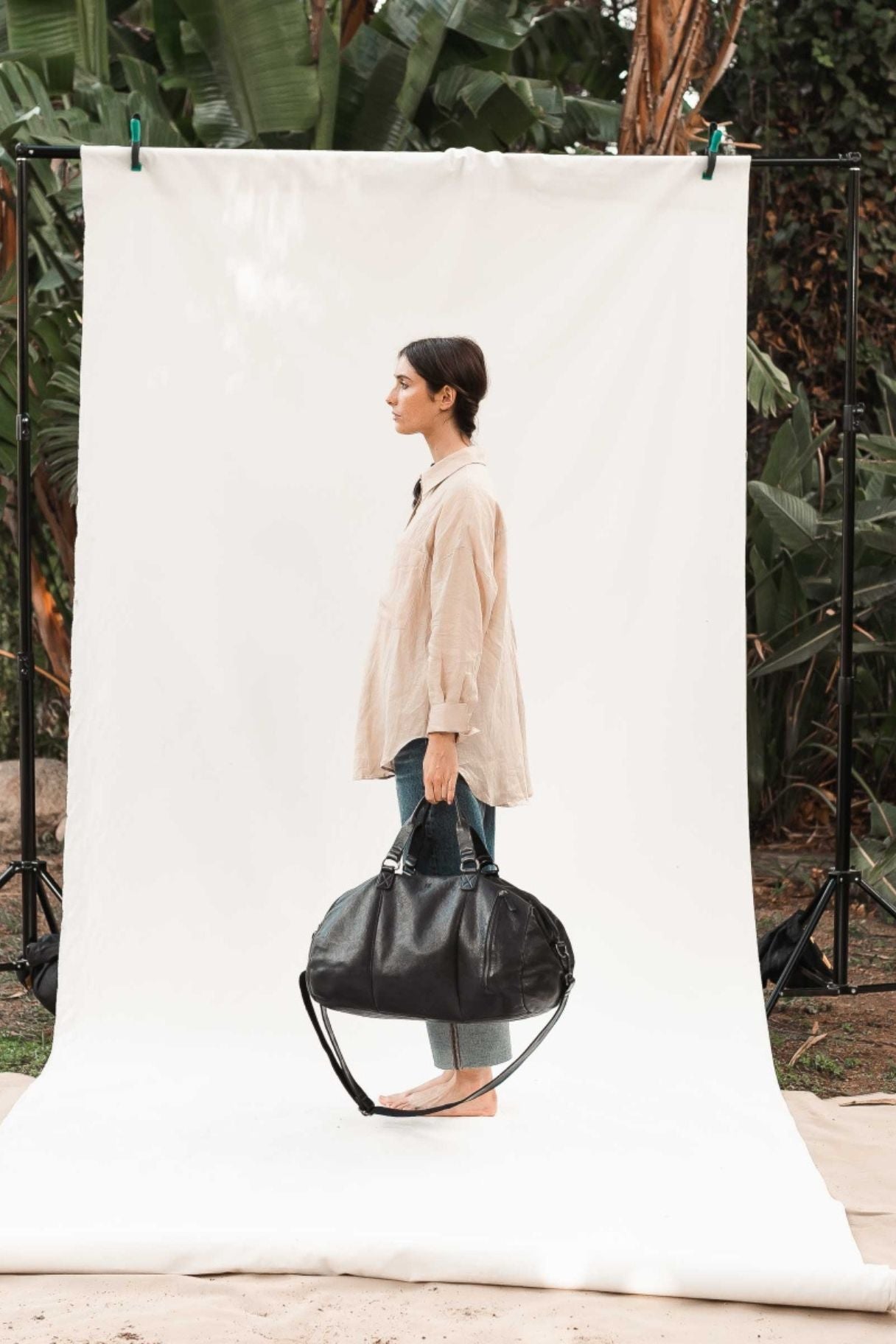 BIBA - Sac de voyage Gary en cuir de couleur noir