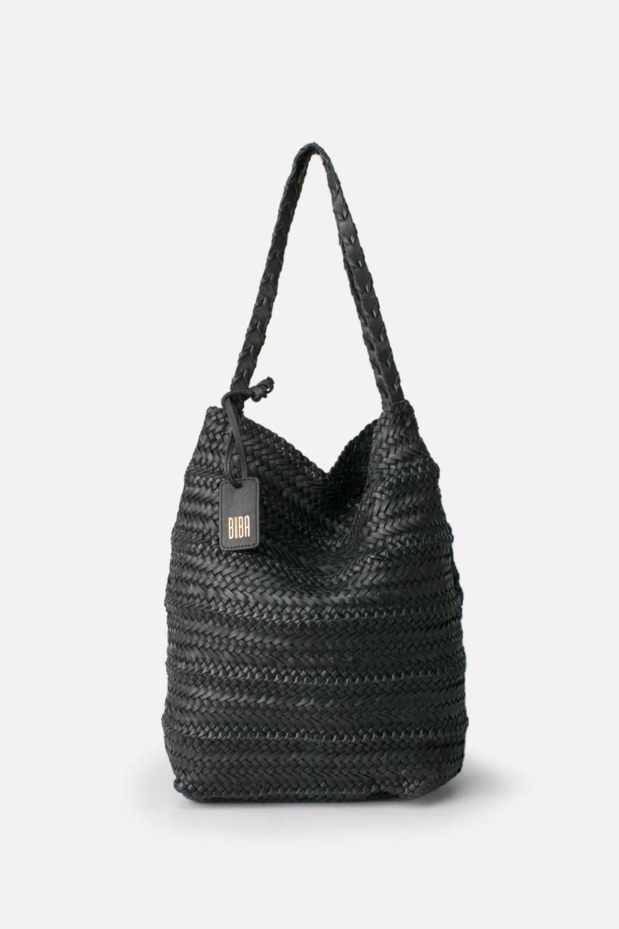 Biba Ruby - cabas hobo tressé noir RUB1L - Nappa maroquinerie