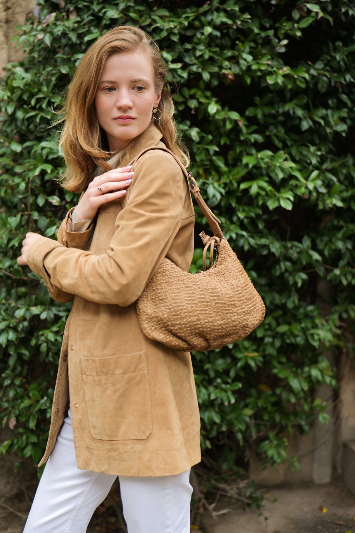 Sac Biba en cuir tressé - couleur tan