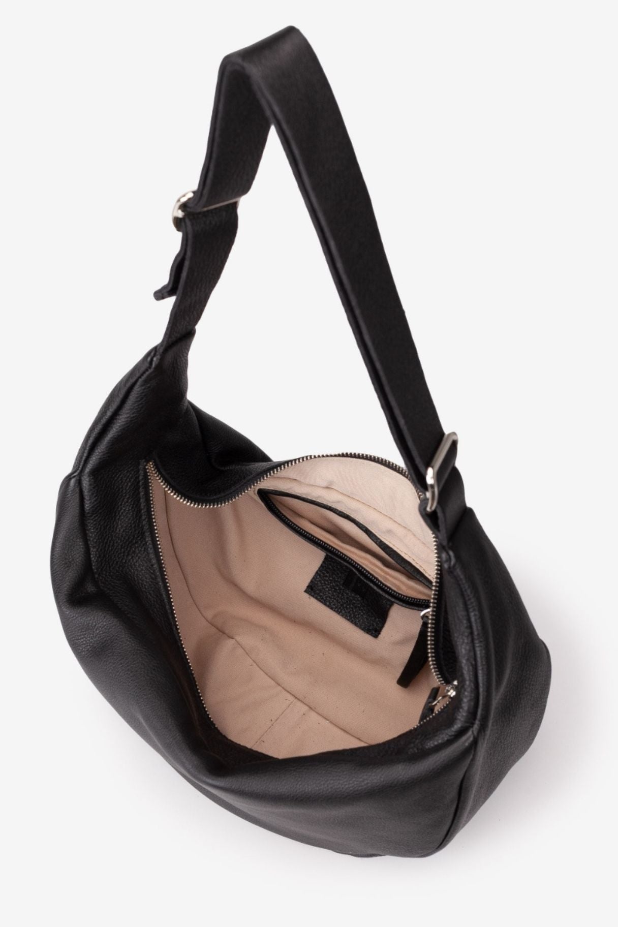 BIBA - Sac en cuir noir , vu de l'intérieur