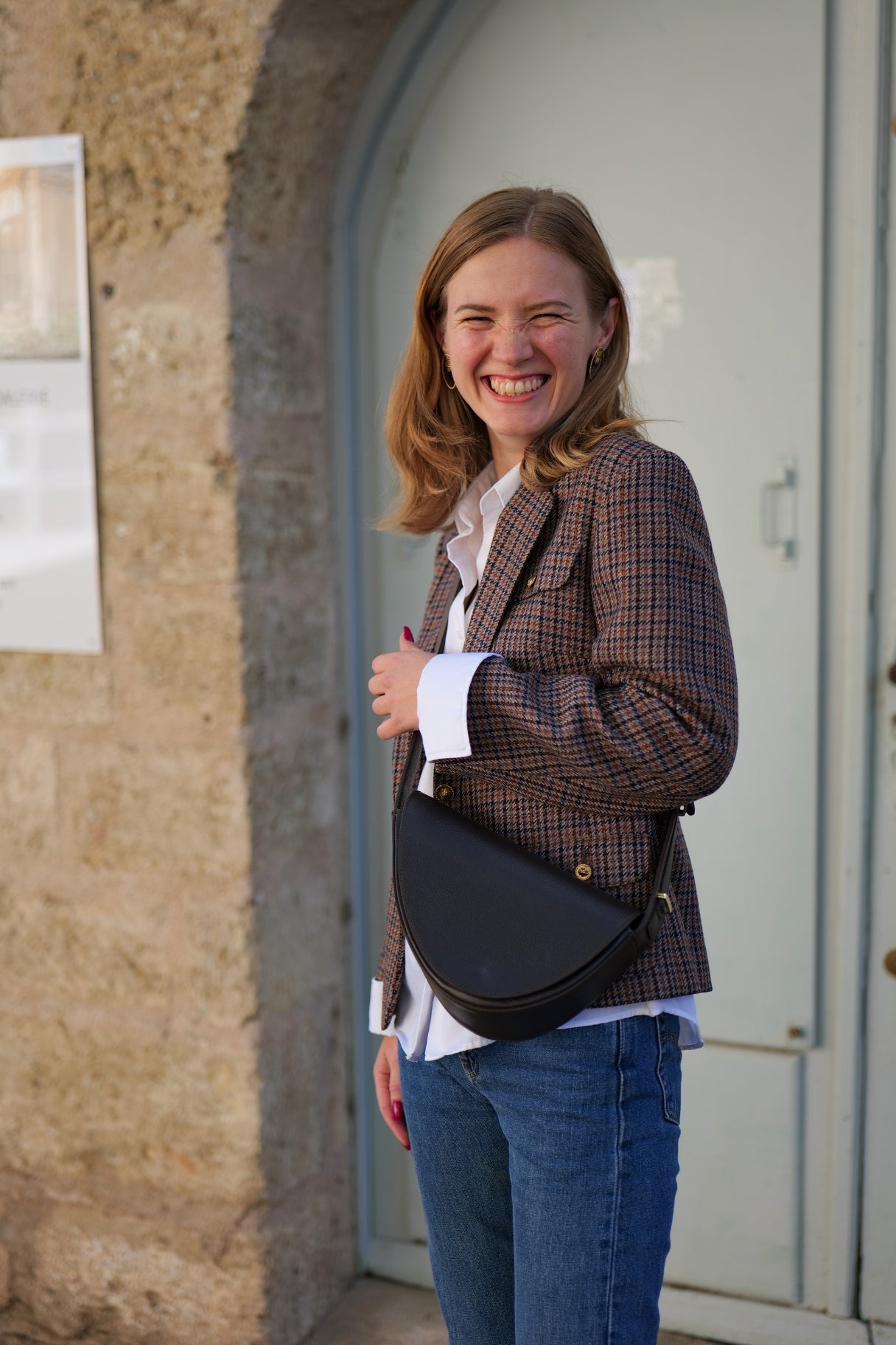 Sac banane en cuir noire - Nappa maroquinerie