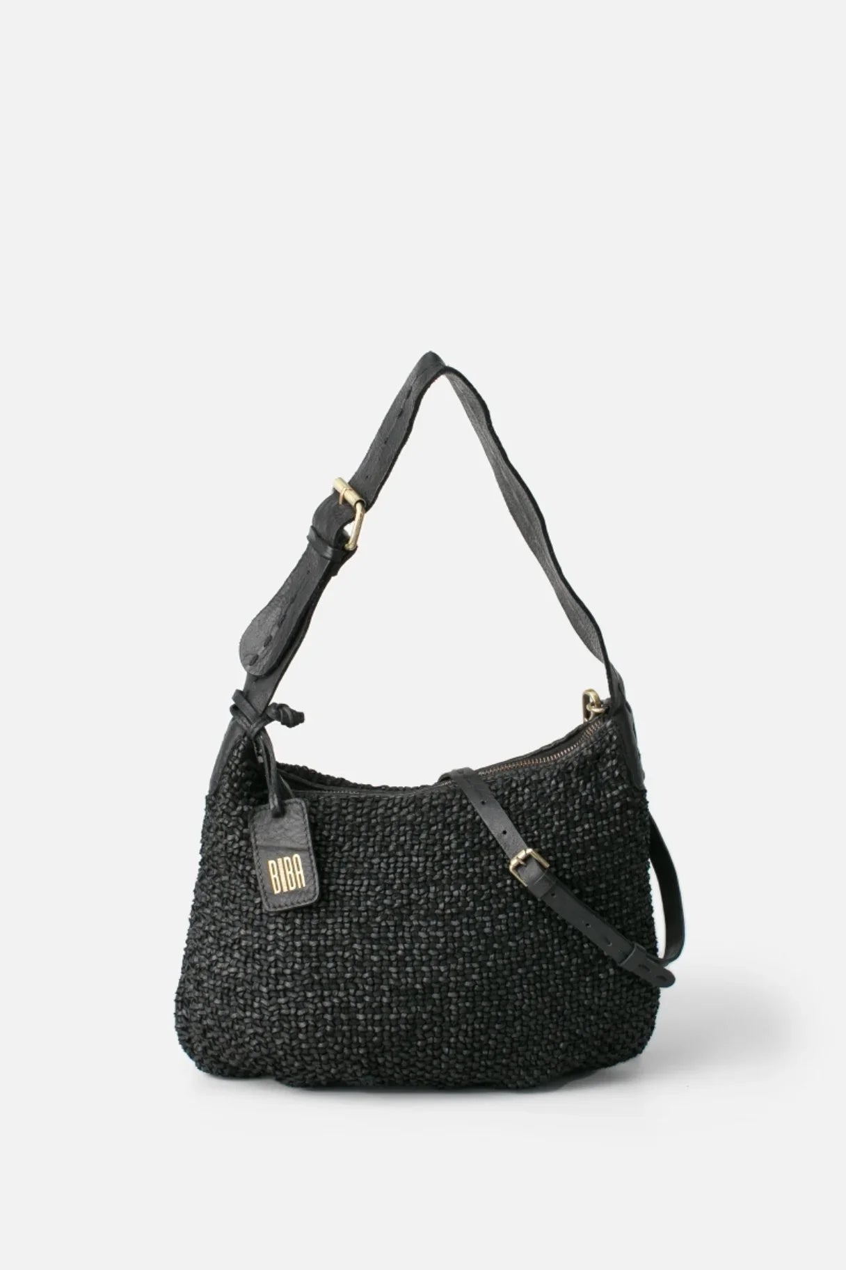 BIBA - Sac à main en cuir tissé - couleur noir