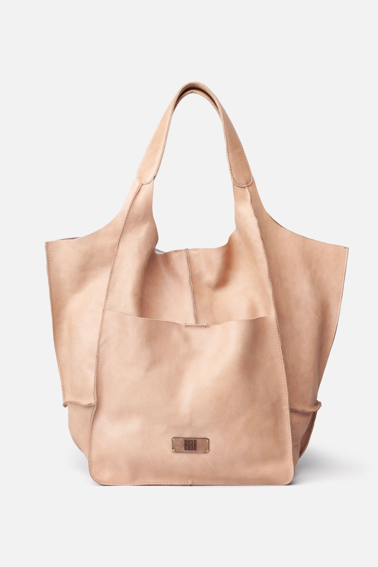 Biba Homer - grand sac en cuir beige - Nappa maroquinerie