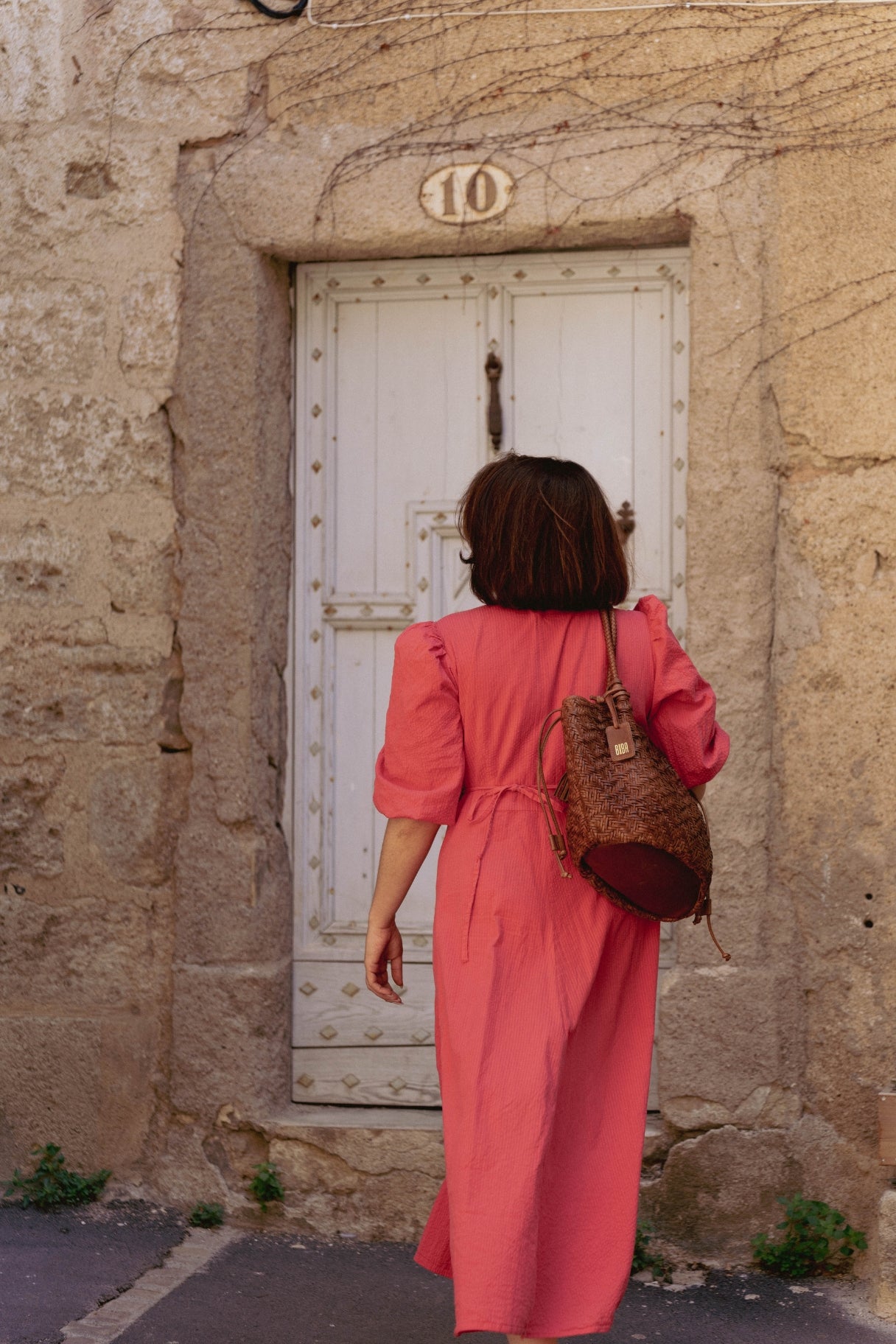 Sac à main en cuir tressé BIBA de couleur marron