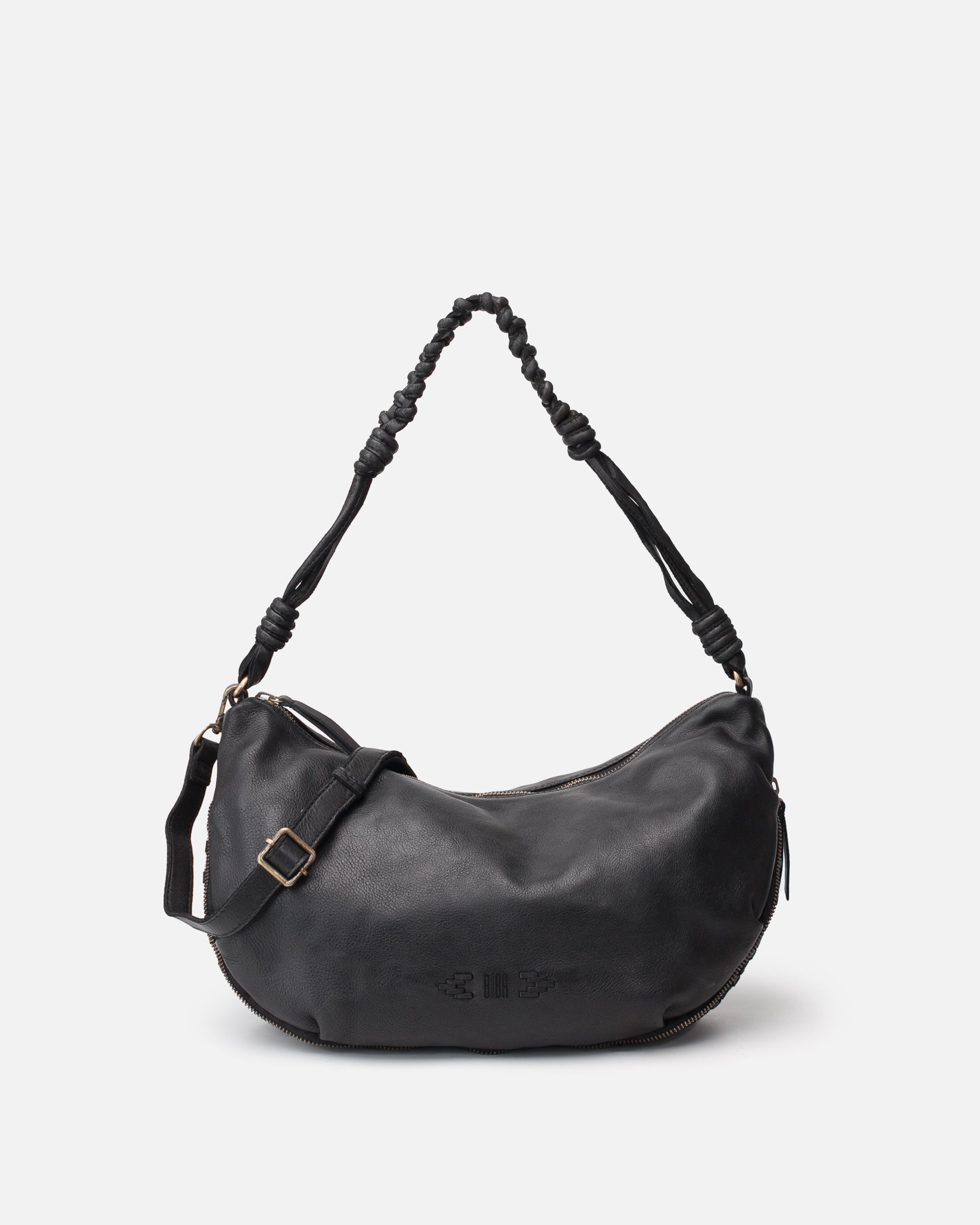 BIBA - Sac à main en cuir tressé noir - Nappa Maroquinerie