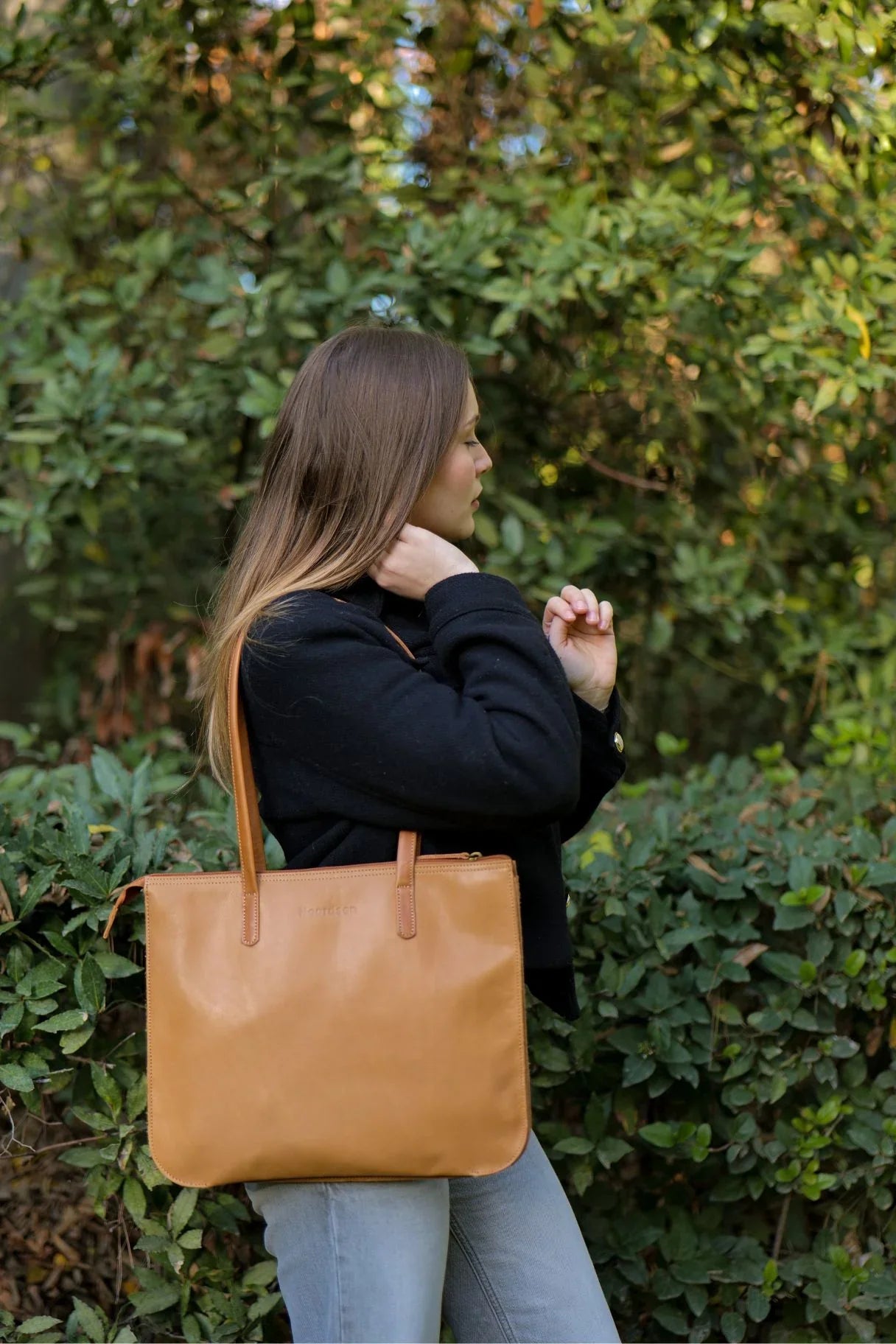 Grand sac cabas en cuir naturel pour femme de la marque Noordsen, 3 compartiments
