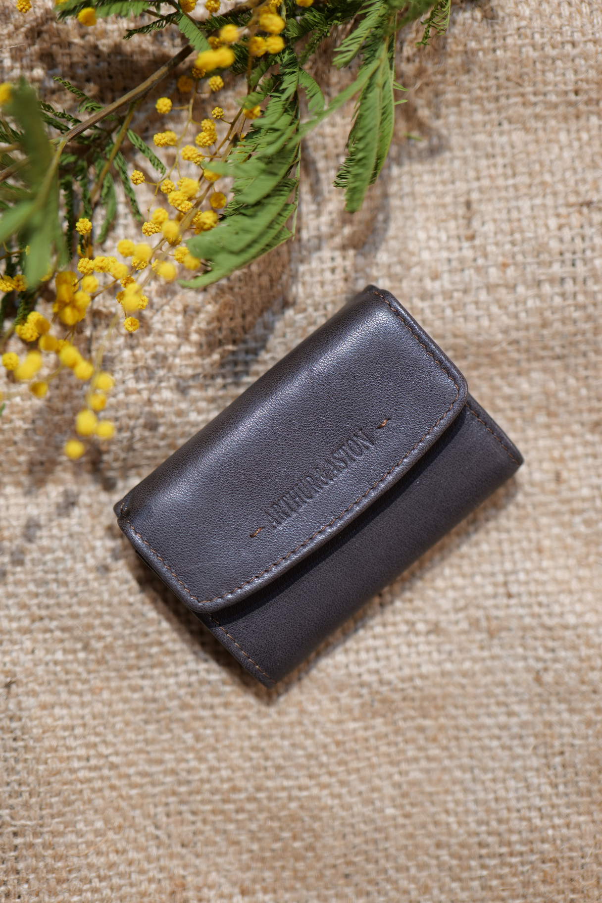 porte monnaie homme en cuir compact dos à dos noir