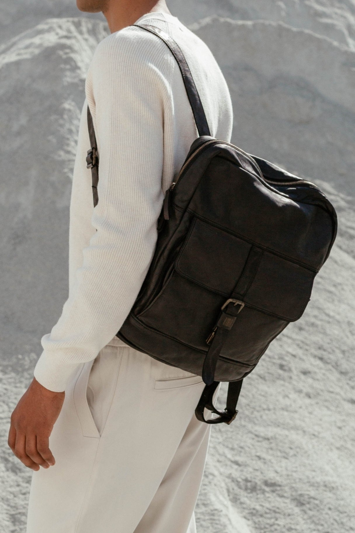 Sac à dos mixte BIBA en cuir noir - Nappa Maroquinerie