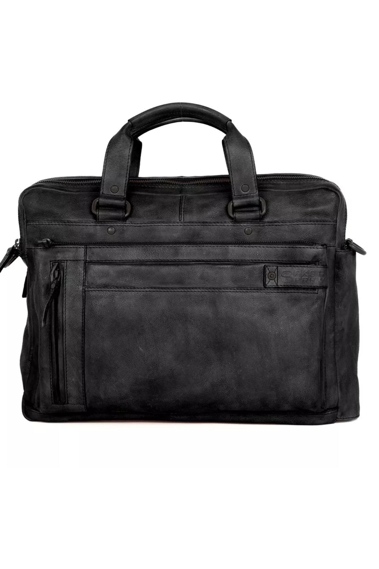 Sacoche ordinateur en cuir noir Spike and Sparrow