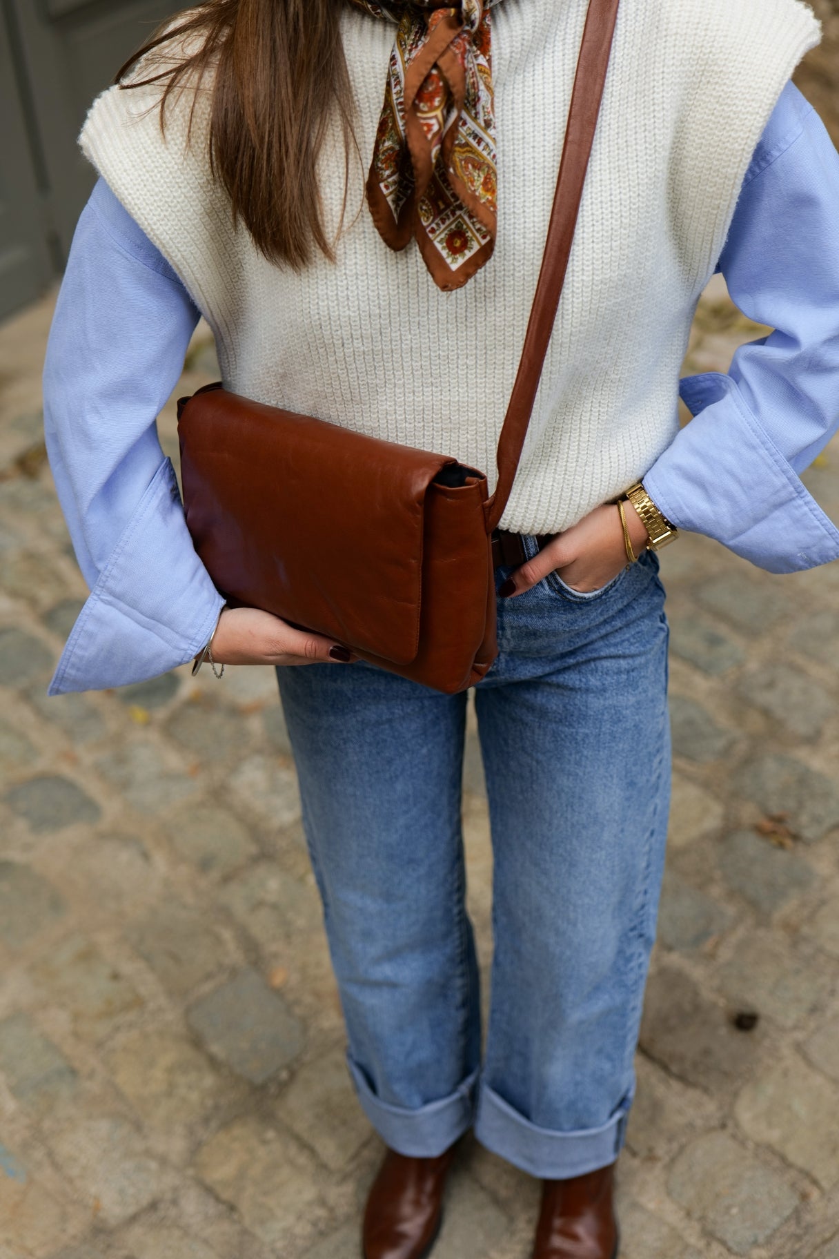 Besace en cuir ultra souple à bandoulière