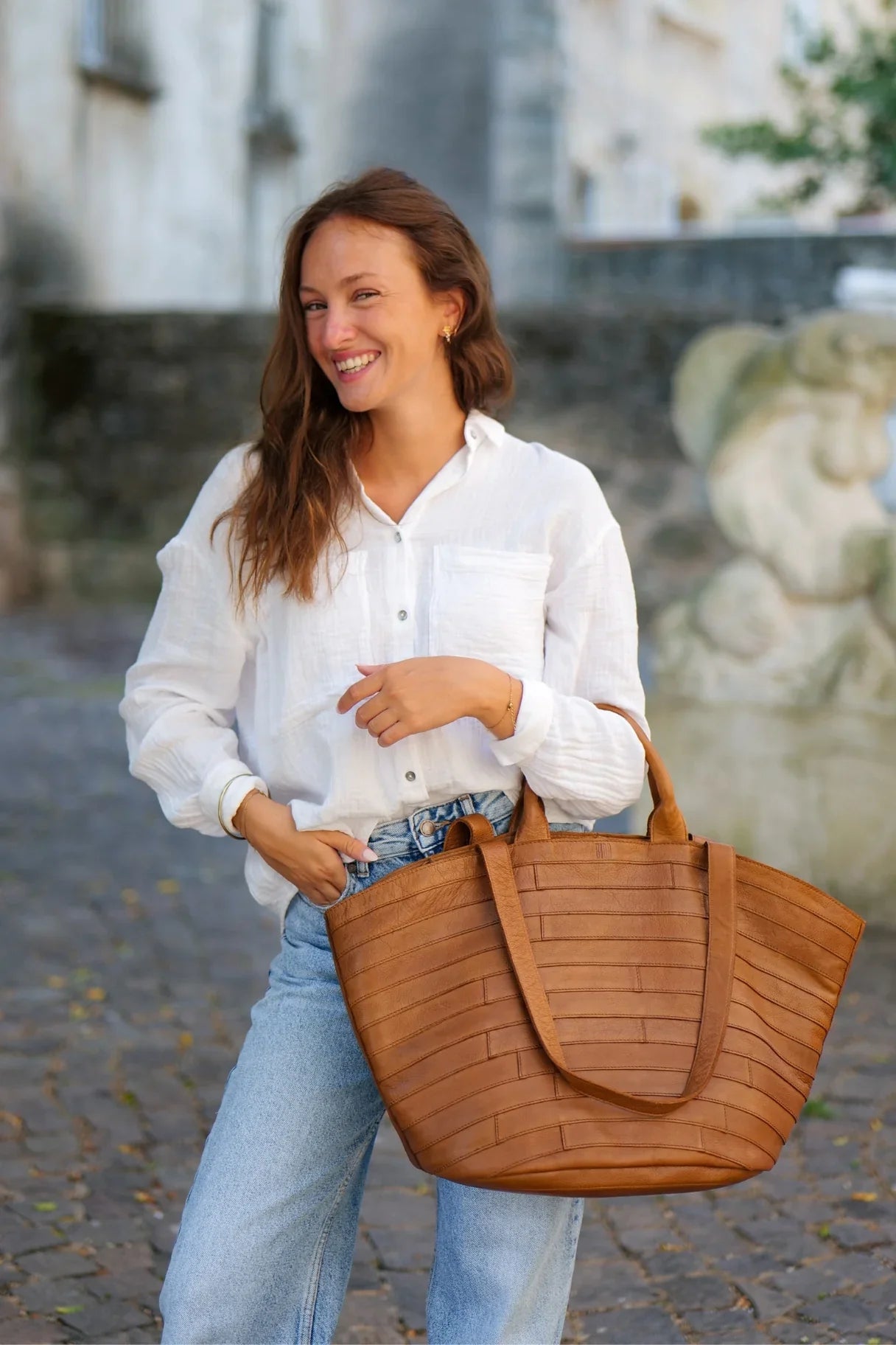 Grand cabas Biba Lewisburg Brick LEB1L – format XL en cuir souple