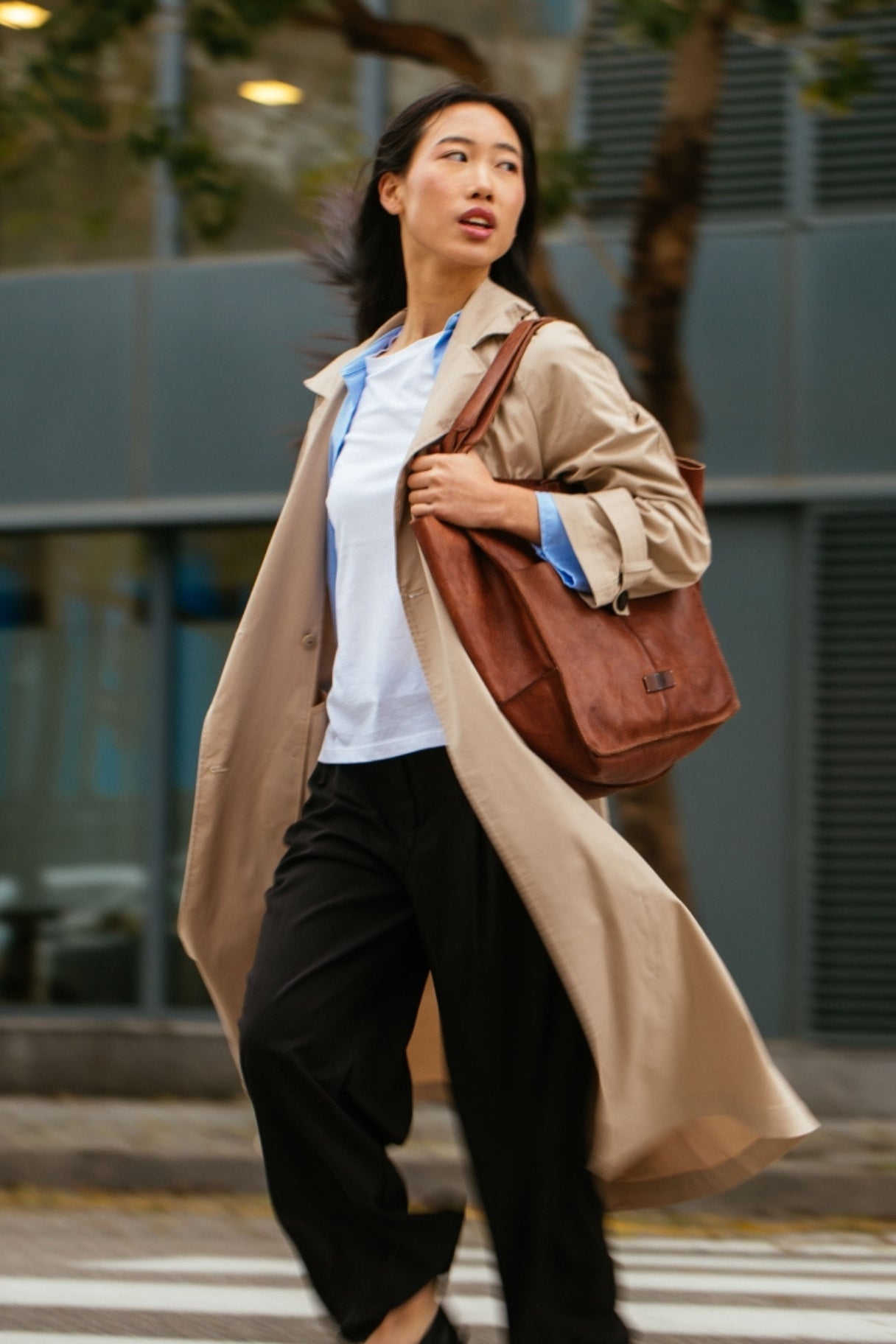 Biba Homer - grand sac en cuir cognac - Nappa maroquinerie