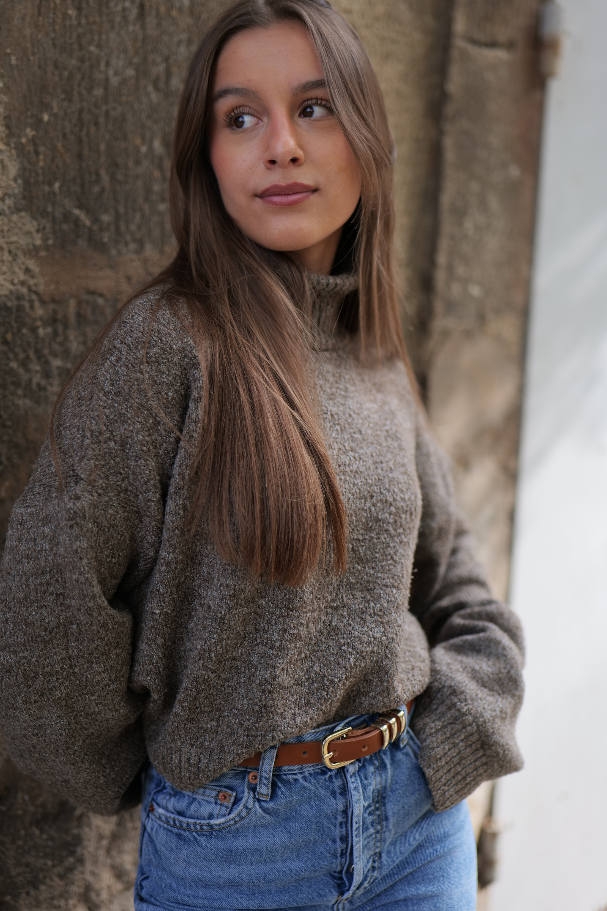 Ceinture fine en cuir de vachette avec boucle dorée Nappa Maroquinerie