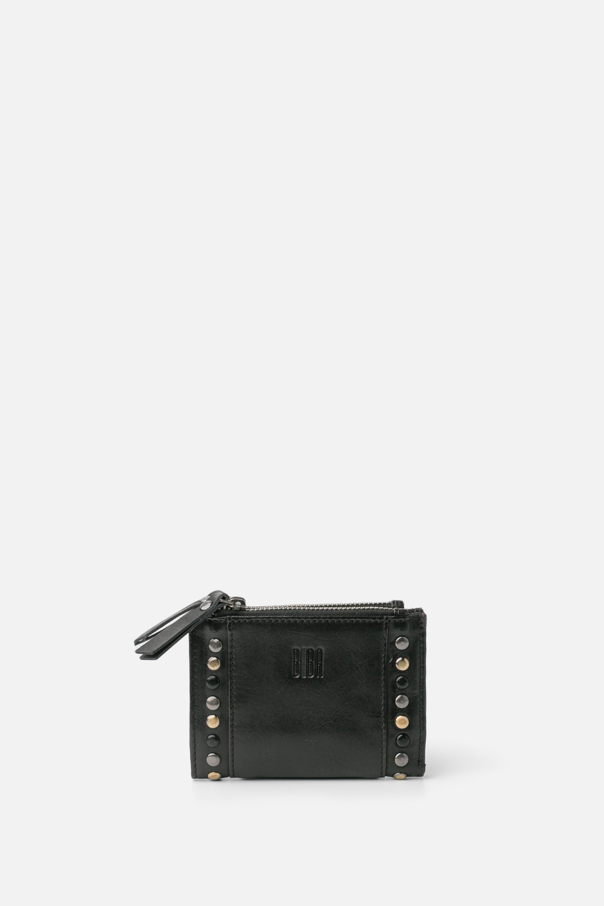 Portefeuille Biba HAK6L en cuir noir avec rivets décoratifs