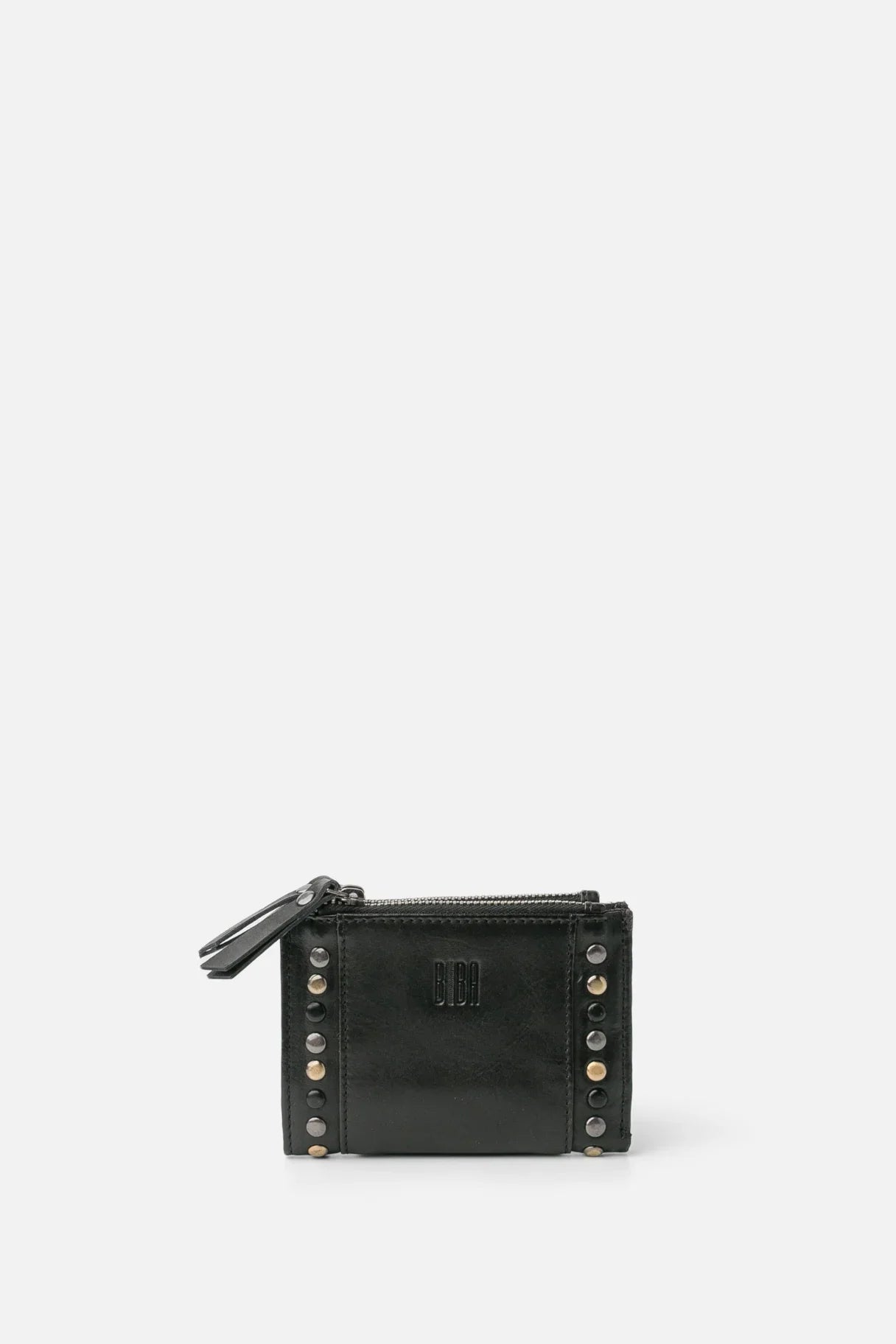 Portefeuille Biba HAK6L en cuir noir avec rivets décoratifs