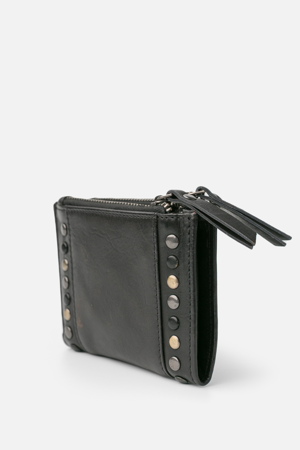 Portefeuille noir Biba HAK6L vu de côté avec zips