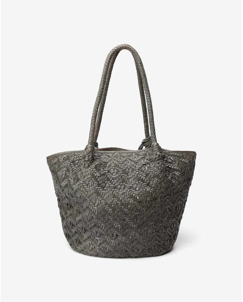 sac à main en cuir tressé couleur verte