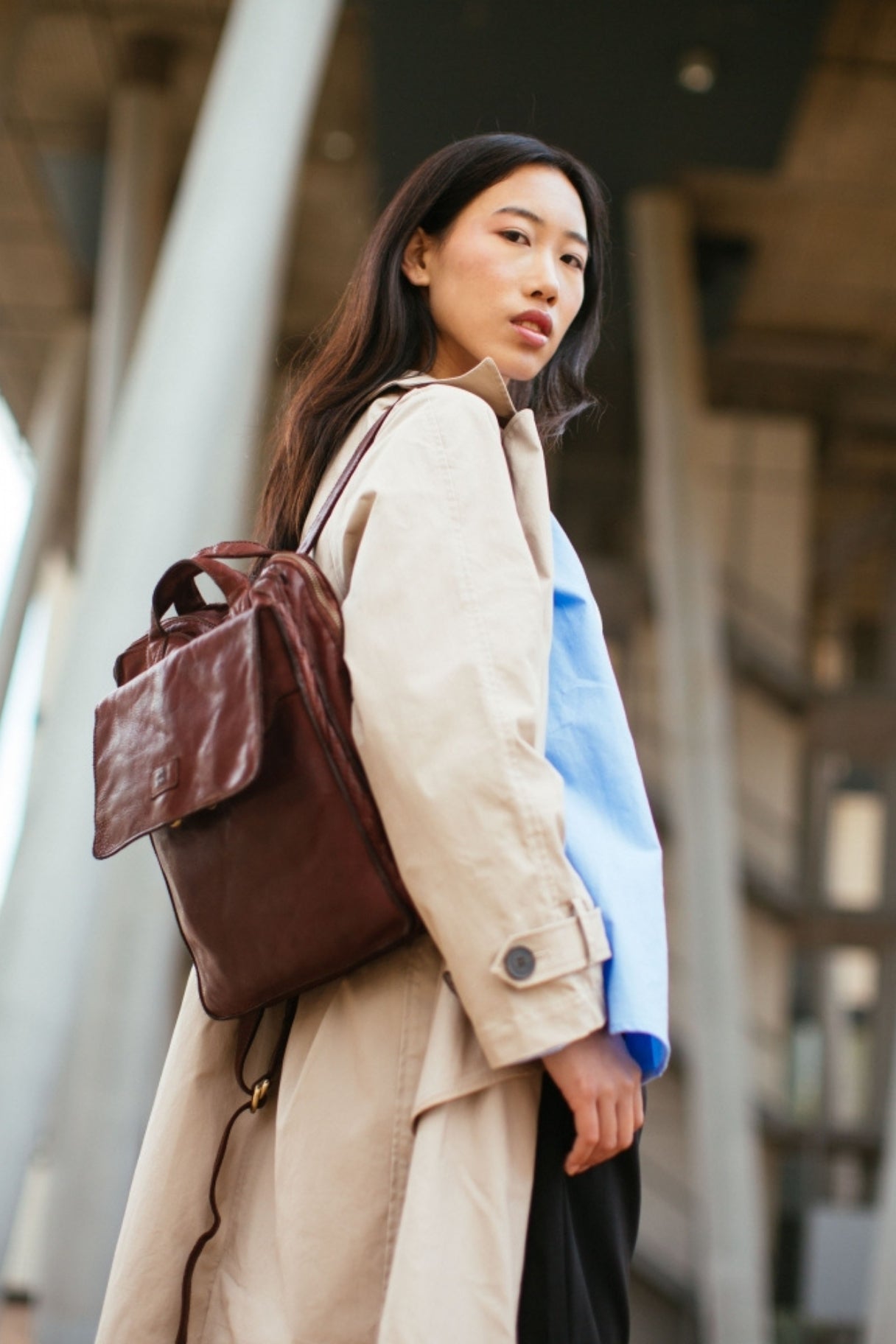 Sac à dos en cuir - couleur cuero