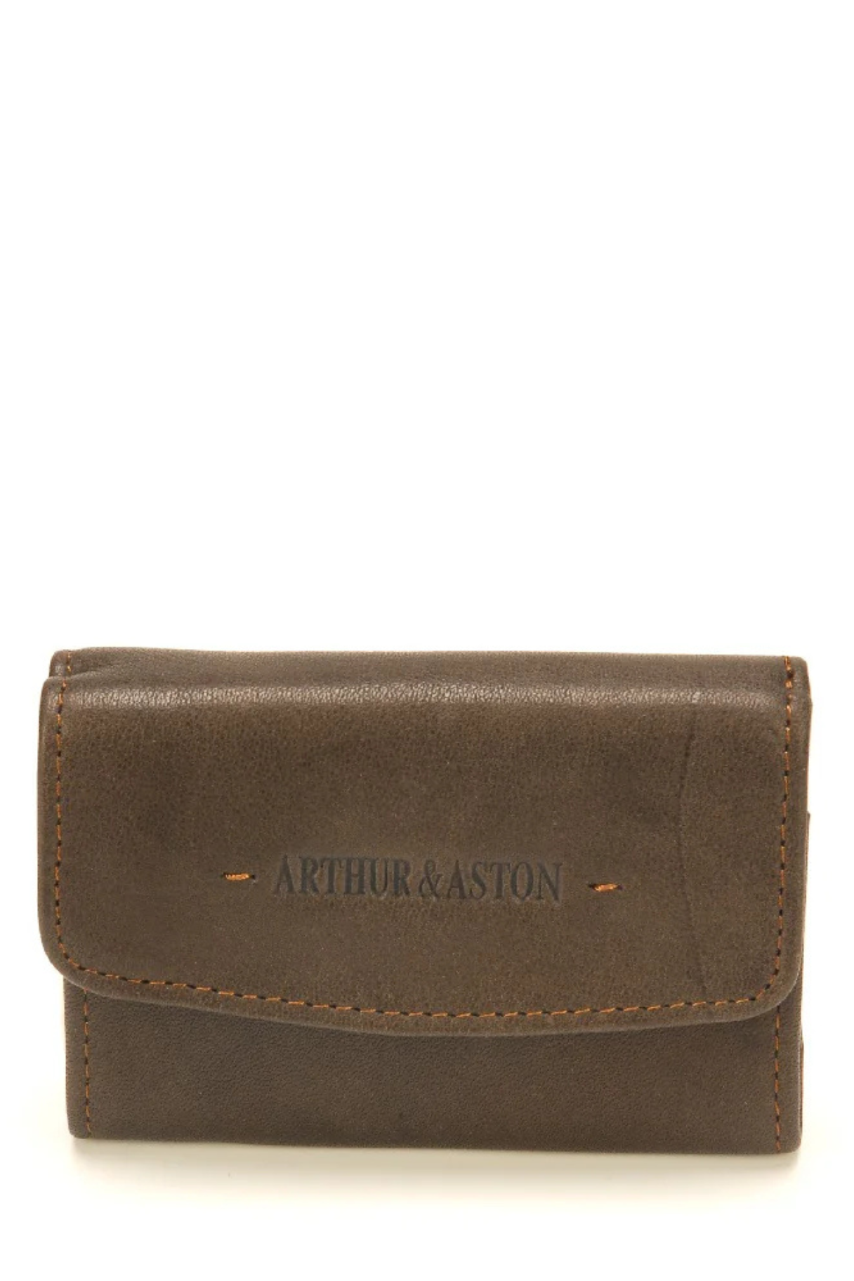 Porte-monnaie Johany en cuir marron avec fermeture pression