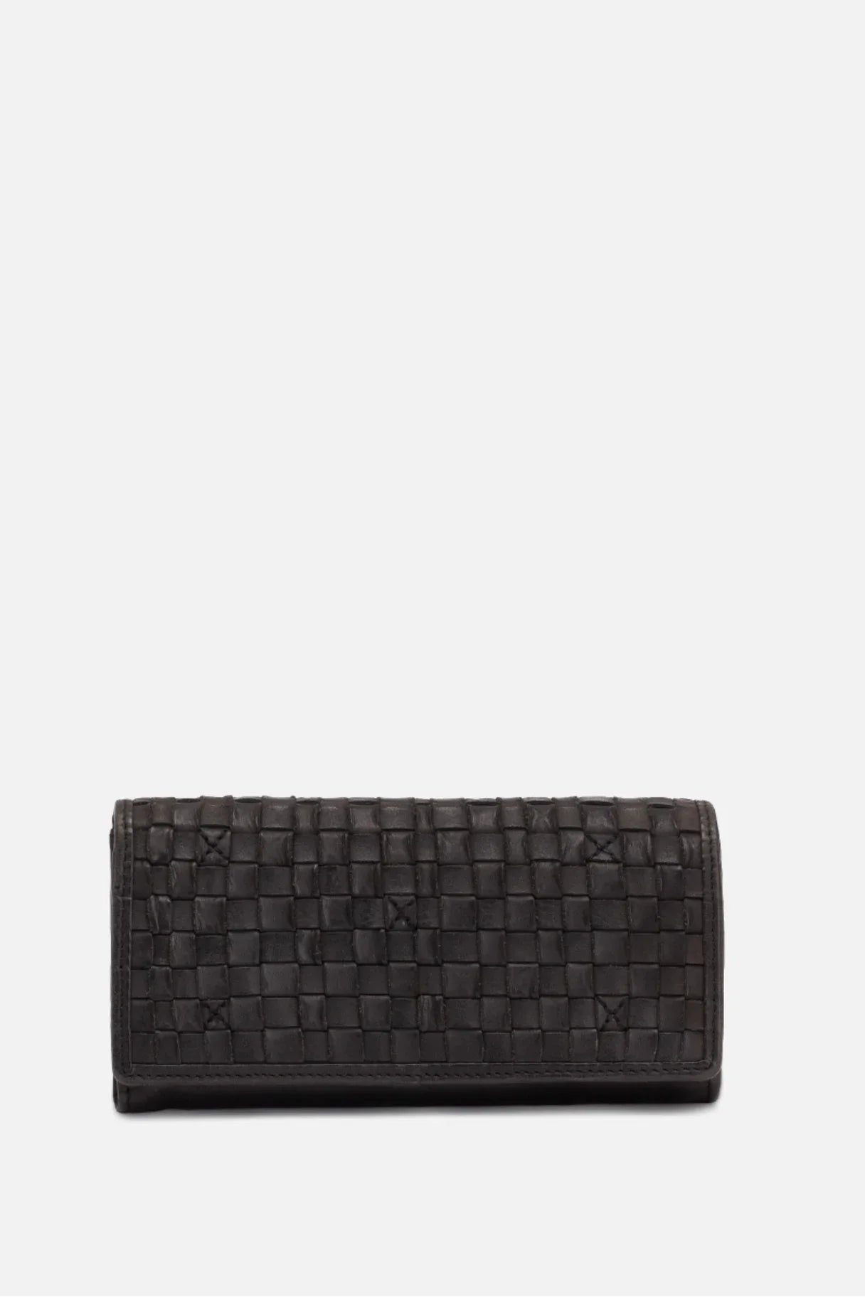 Portefeuille femme BIBA Kansas KA3 en cuir bovin tressé noir