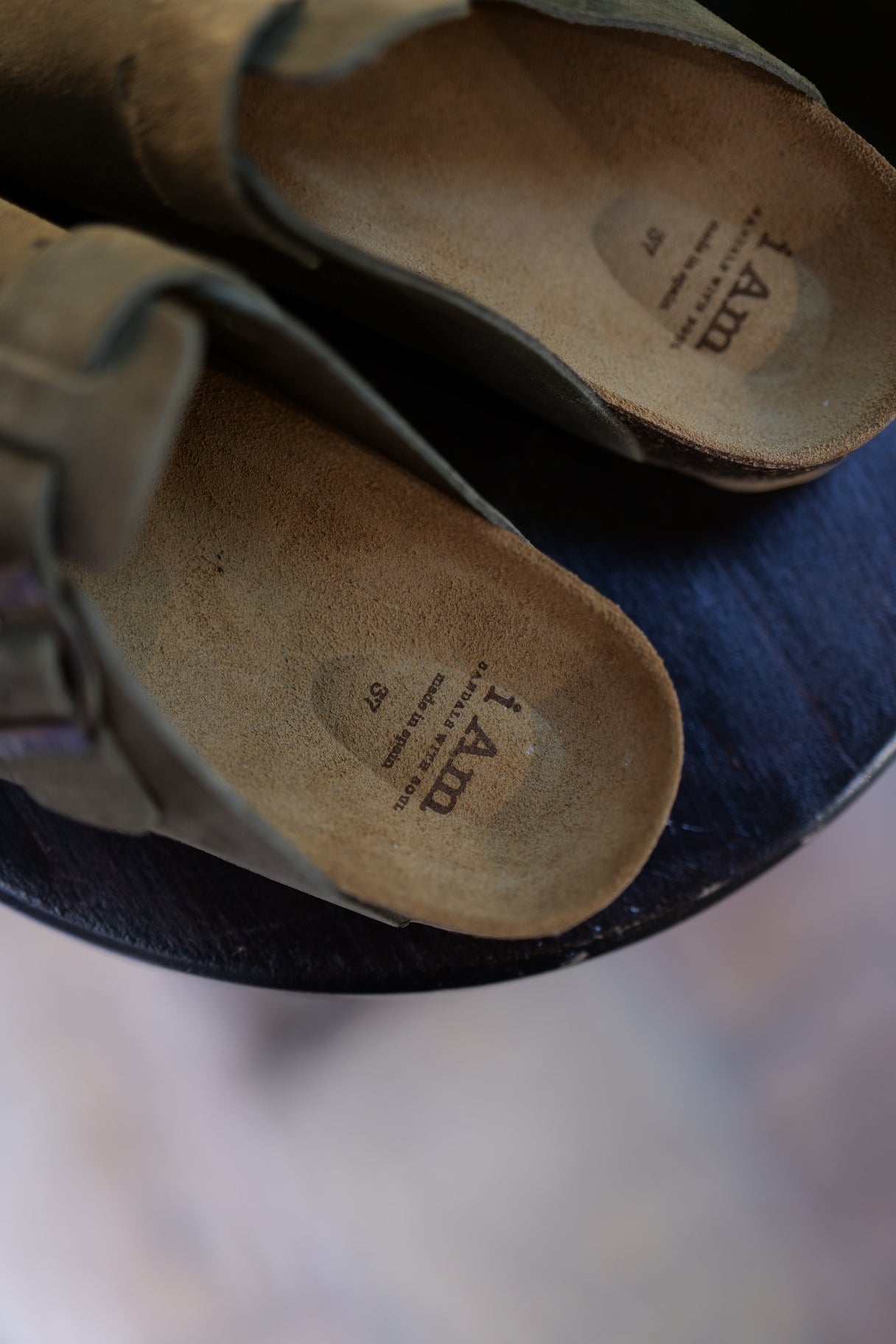 Sabots mules kaki - Nappa maroquinerie