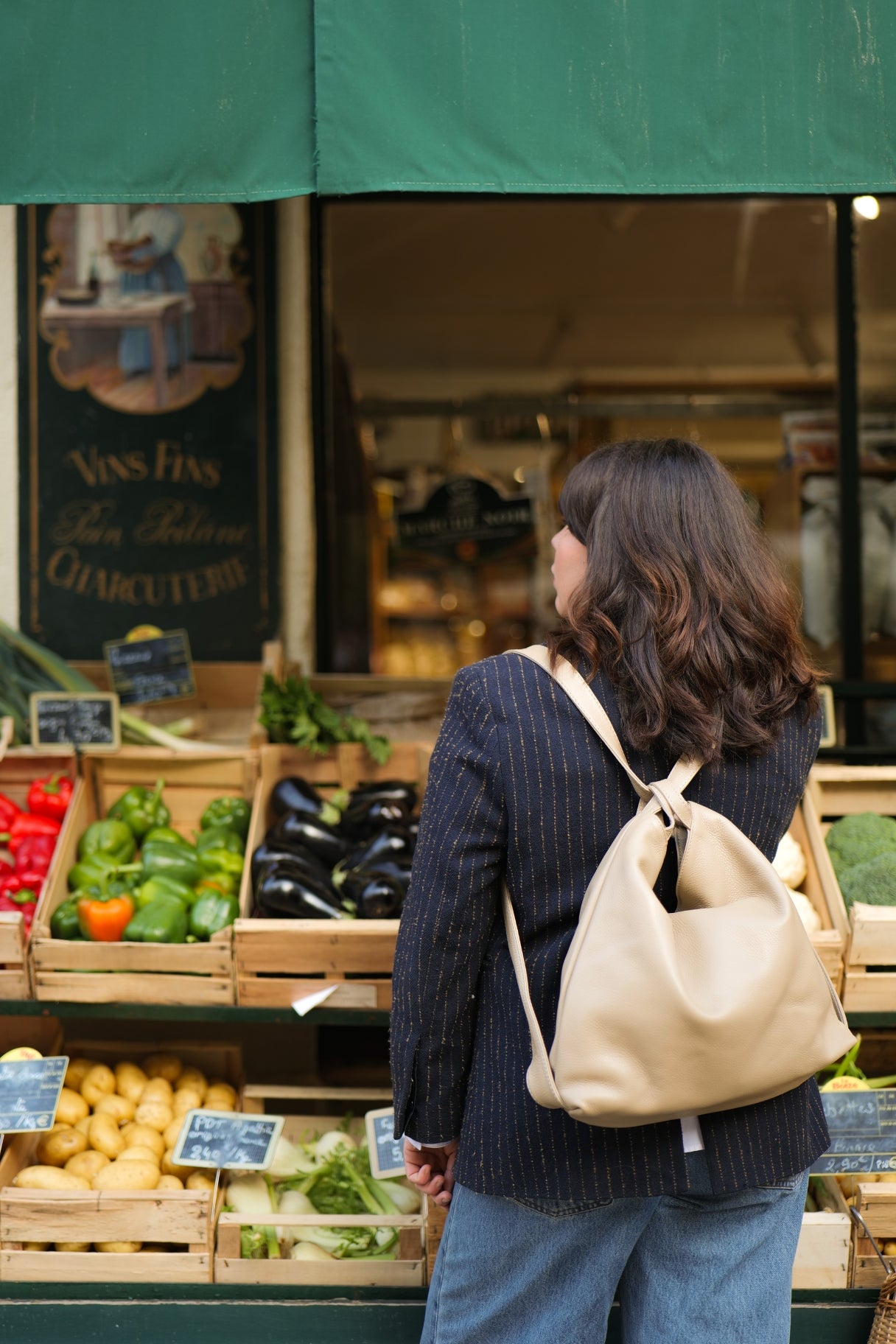 Sac à main en cuir convertible en sac à dos - couleur beige