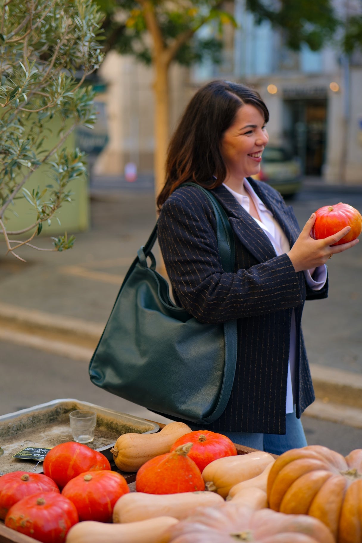 Sac à main convertible de couleur bleu canard - Nappa