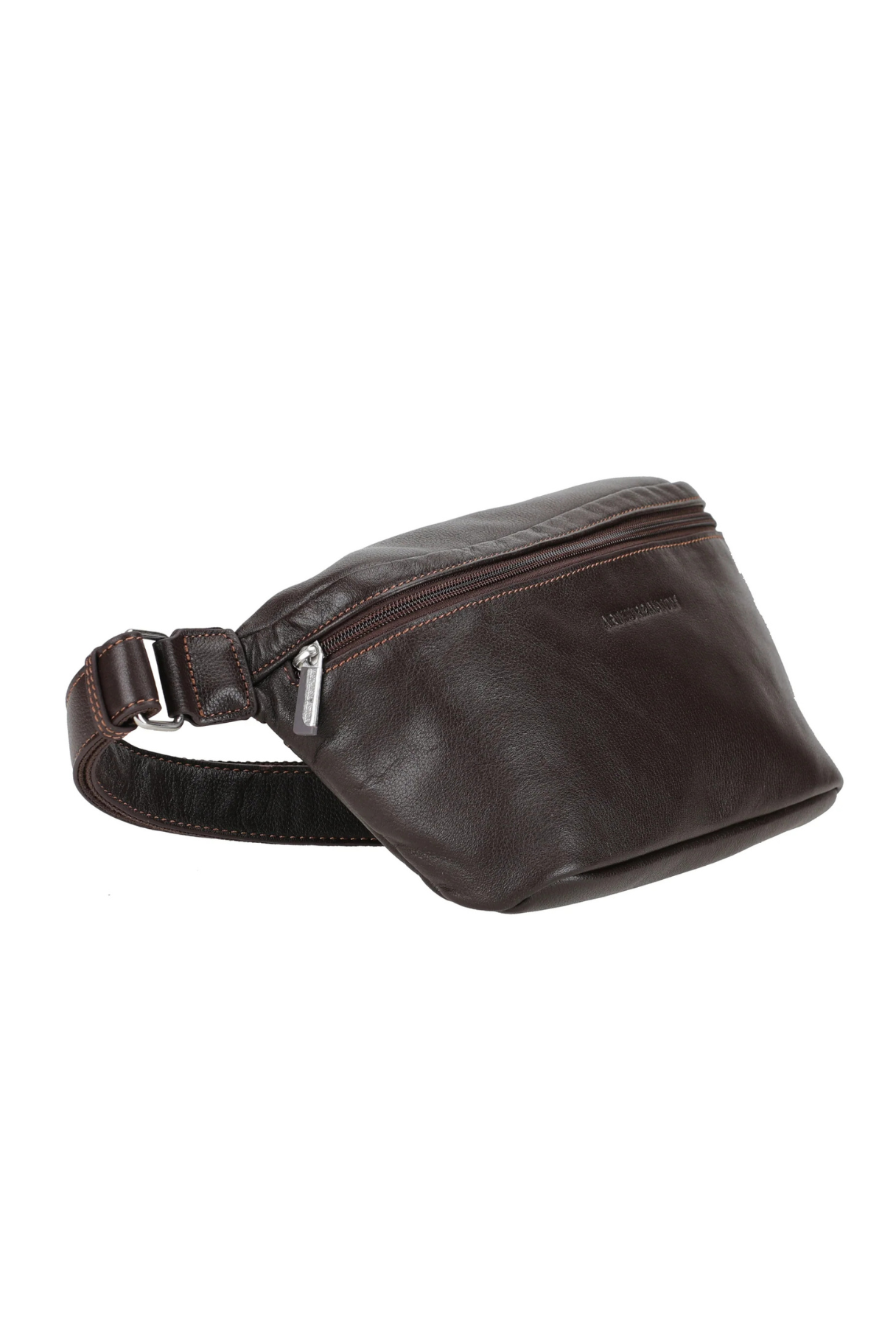 Sac banane en cuir à zip marron foncé