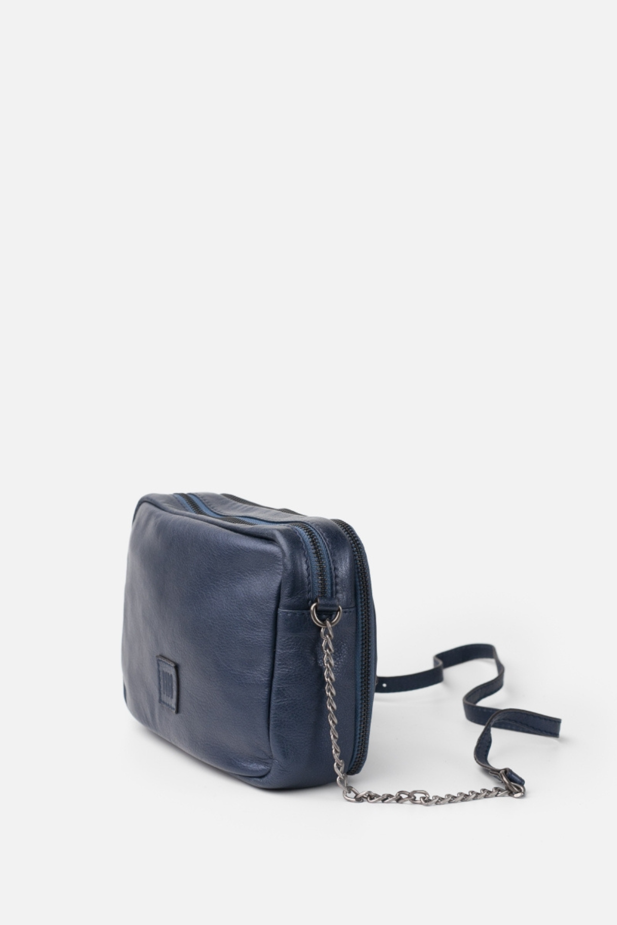 BIBA - Sac bandoulière en cuir bleu avec chaîne - Nappa Maroquinerie