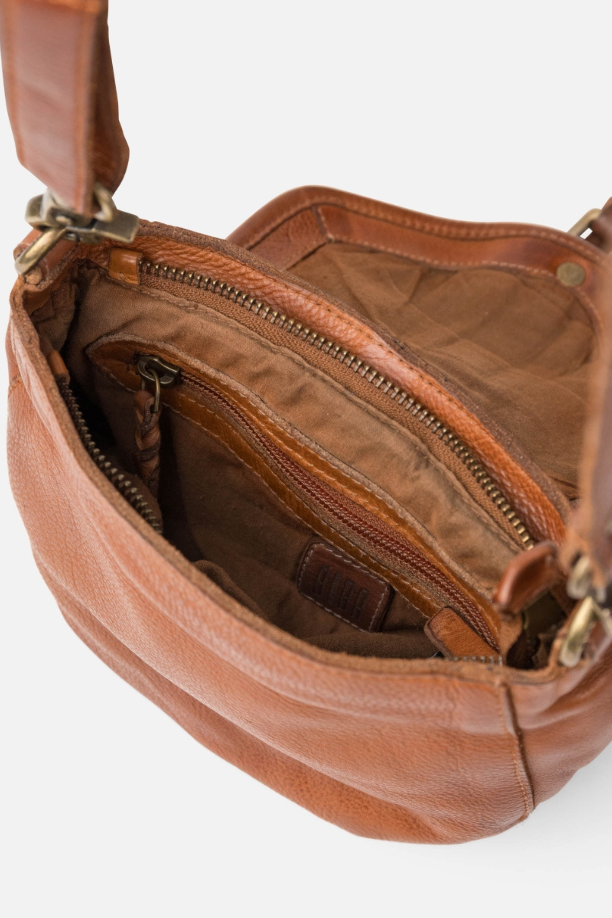 Intérieur sac bandoulière BIBA Clint CLT2L doublure coton poches zippées