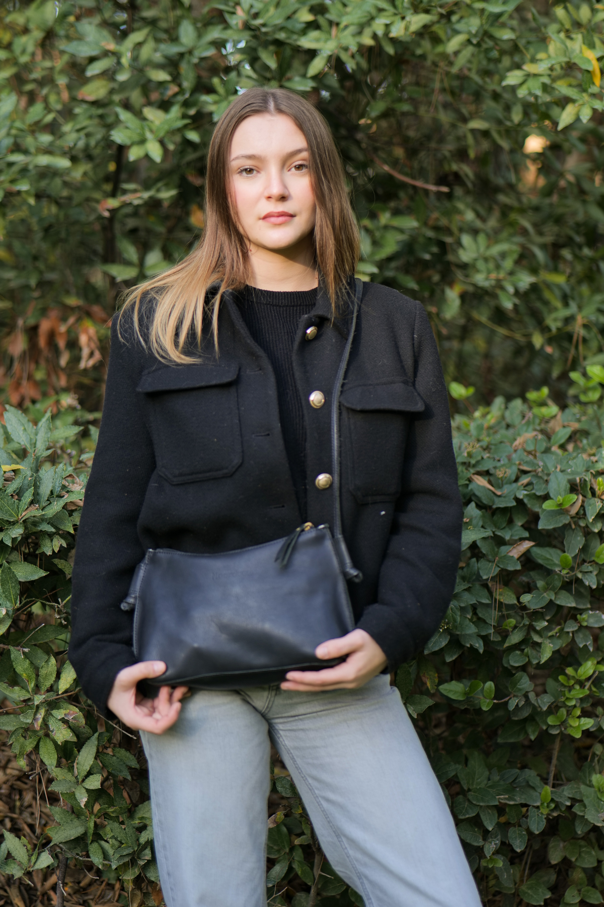 Sac en cuir noir à bandoulière Noordsen