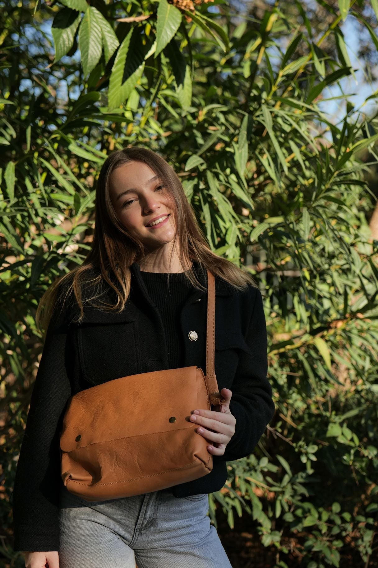 Sac bandoulière grande taille en cuir