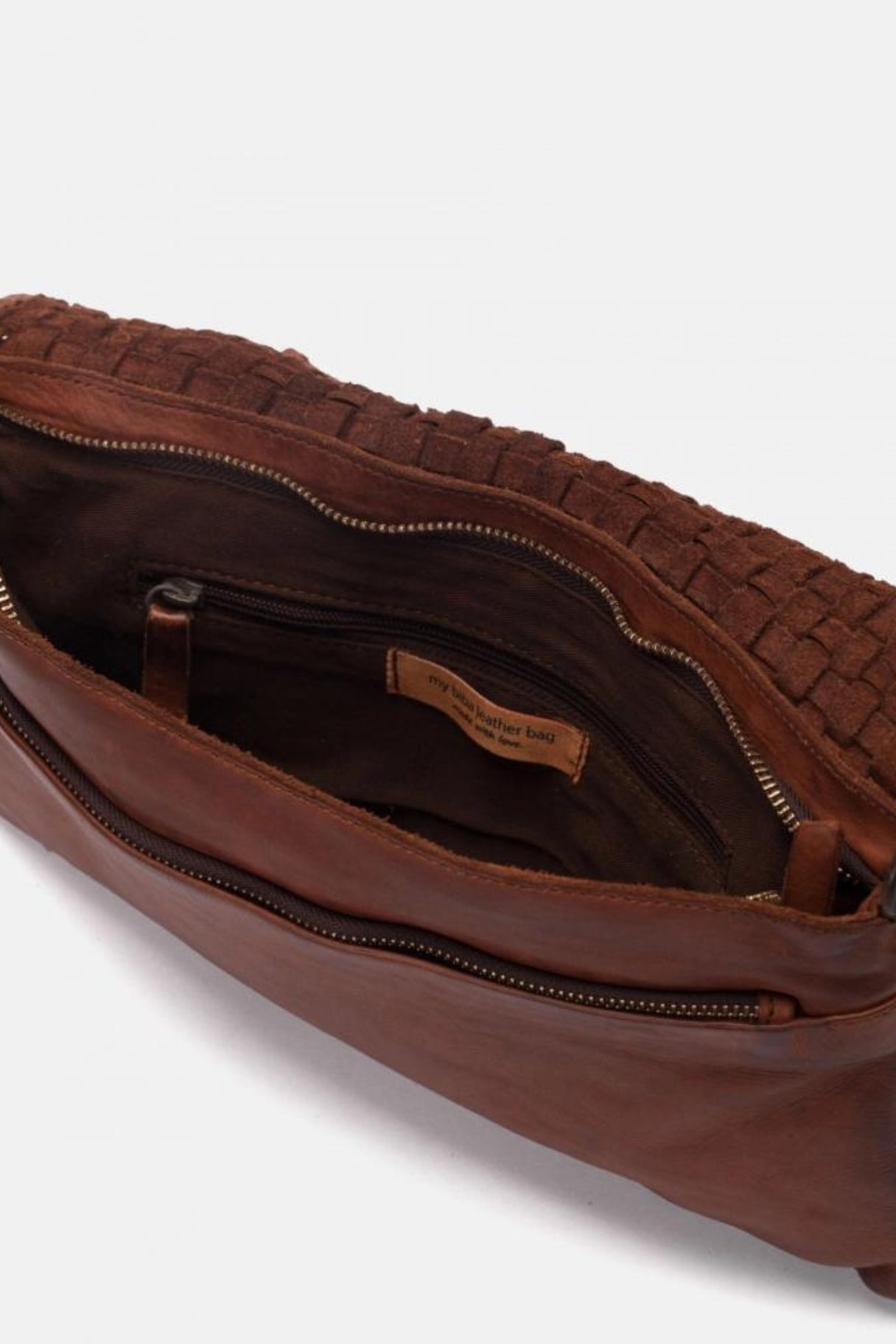 Sac bandoulière en cuir tressé - intérieur