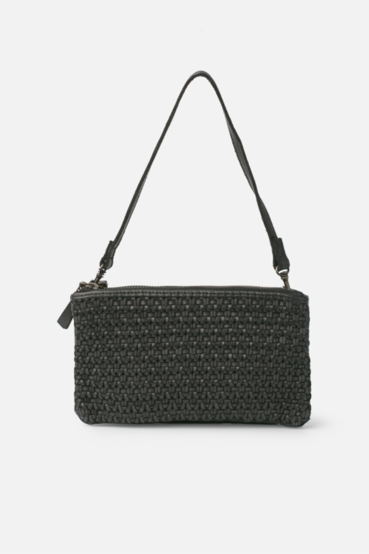 Sac bandoulière en cuir tressé noir