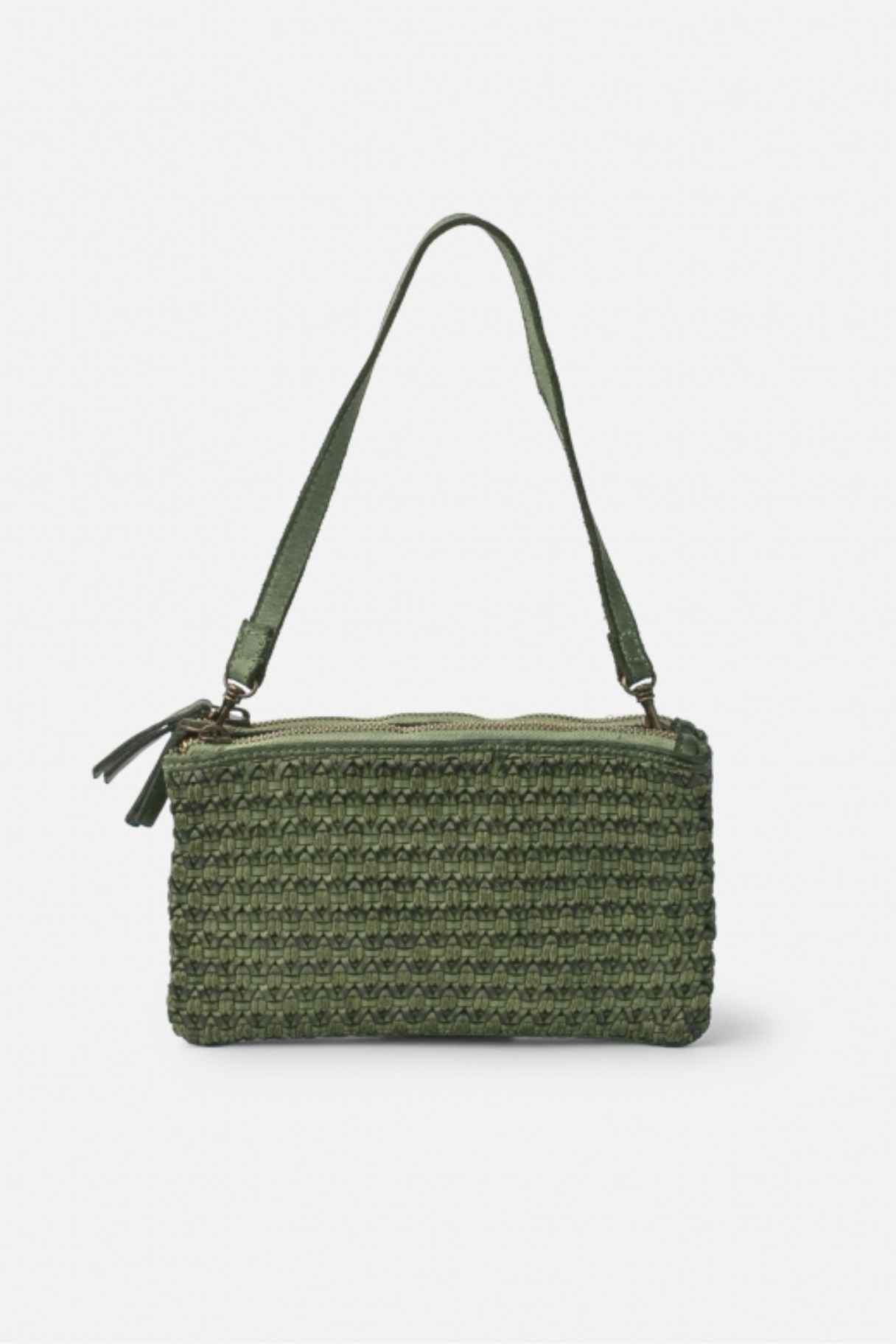 Sac bandoulière en cuir tressé vert