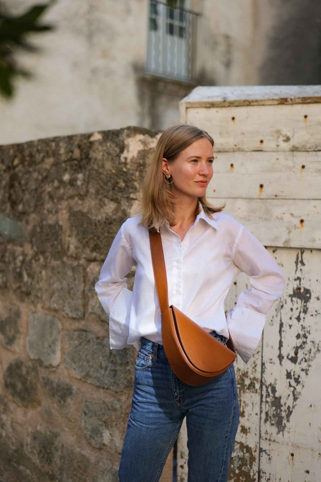 Sac banane en cuir cognac - Nappa maroquinerie