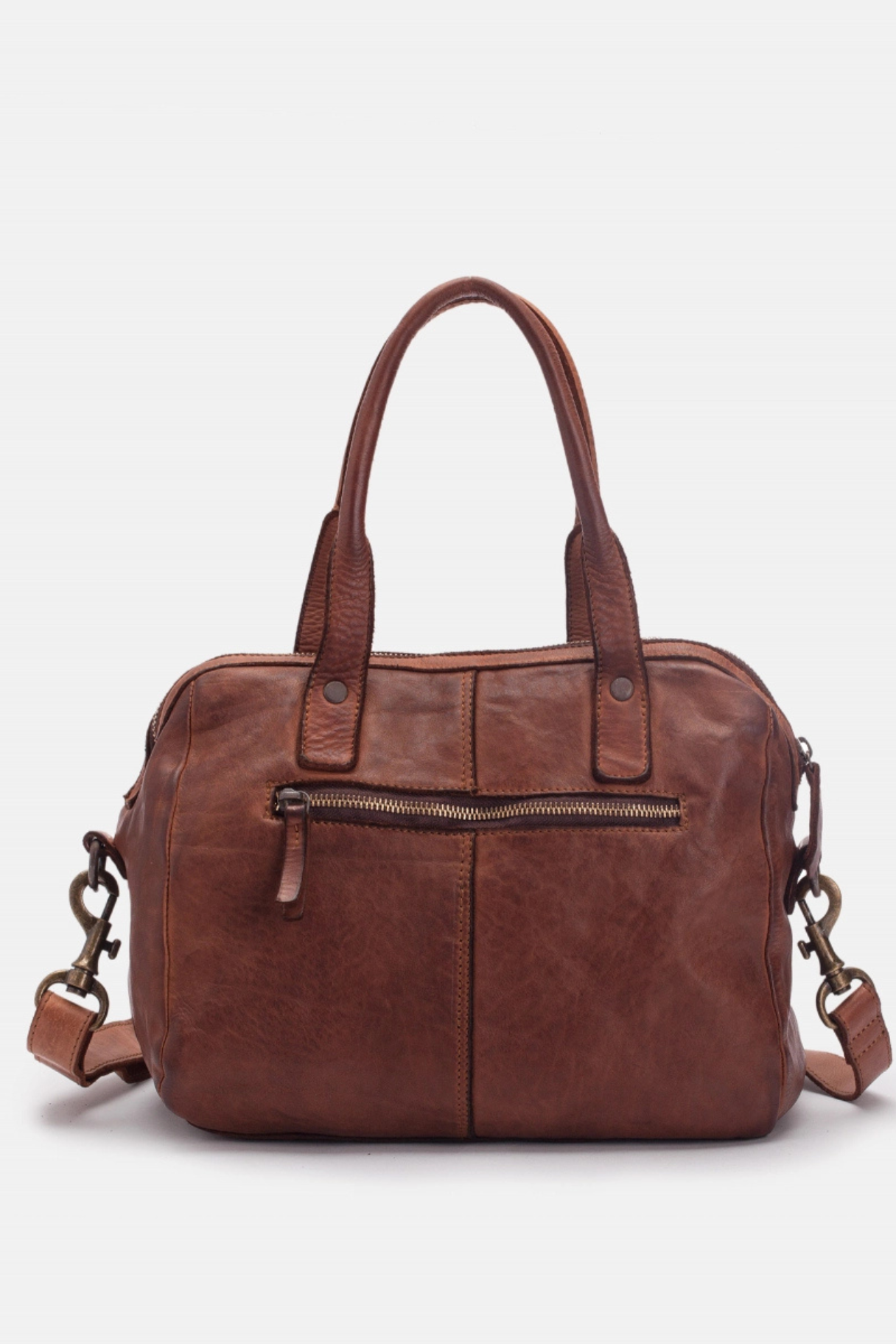 Sac cuir tressé Biba zip arrière marron
