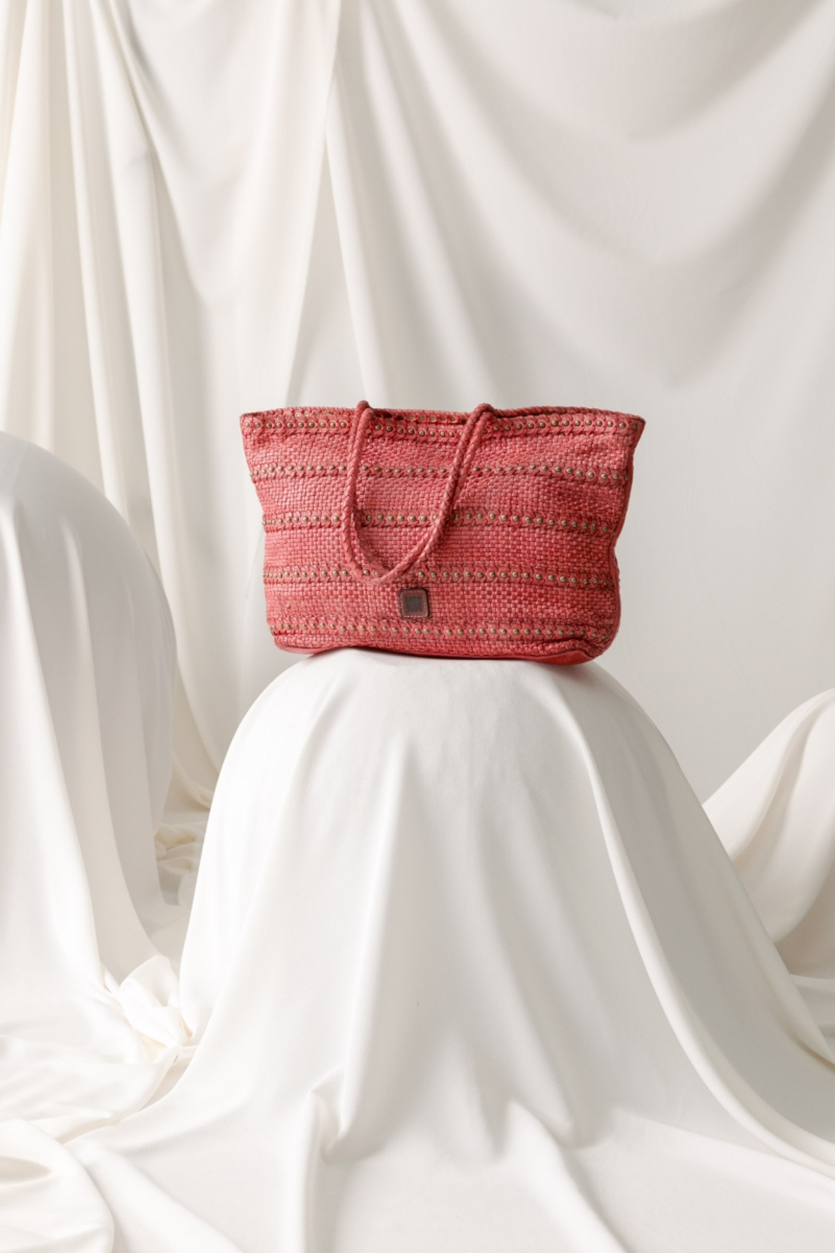 Sac Biba cuir tressé rose