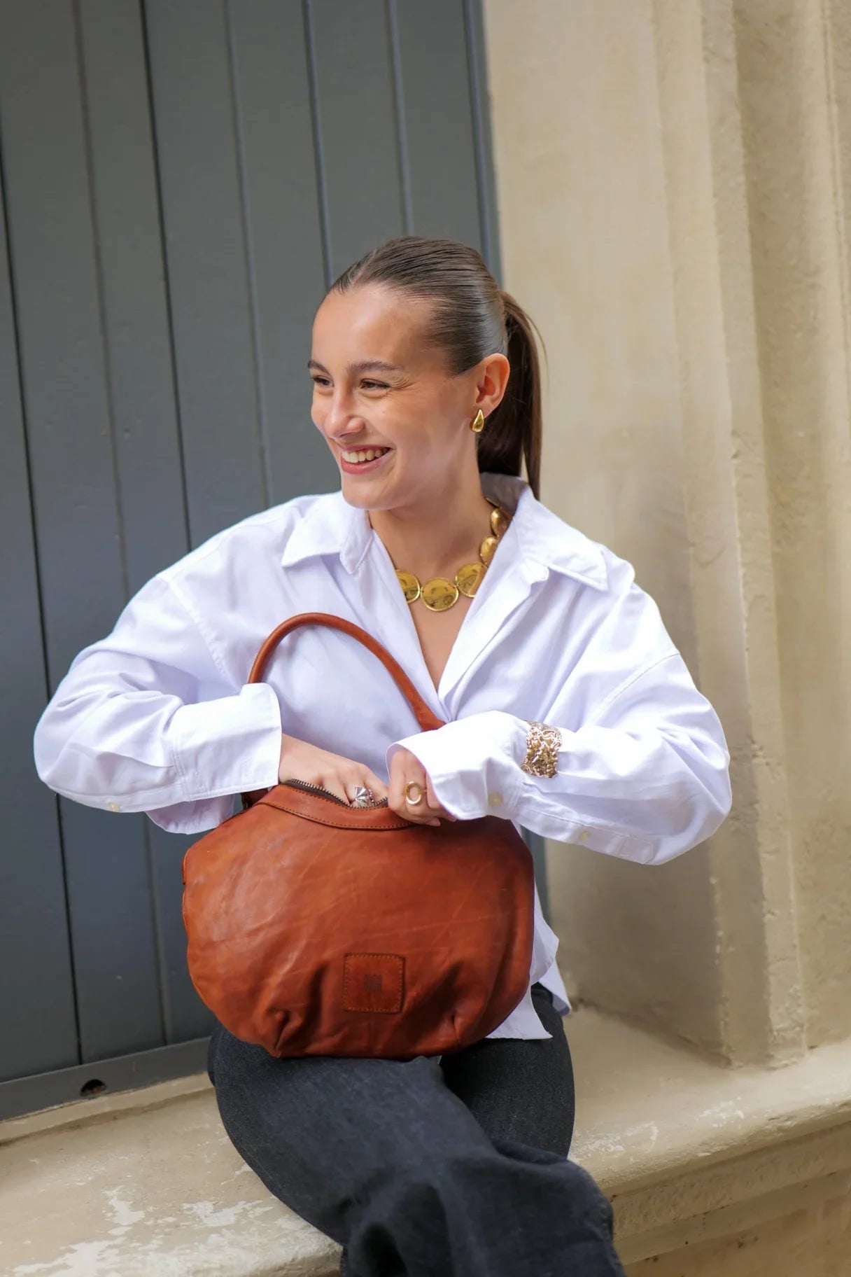 sac Biba Boston camel fermeture zippée