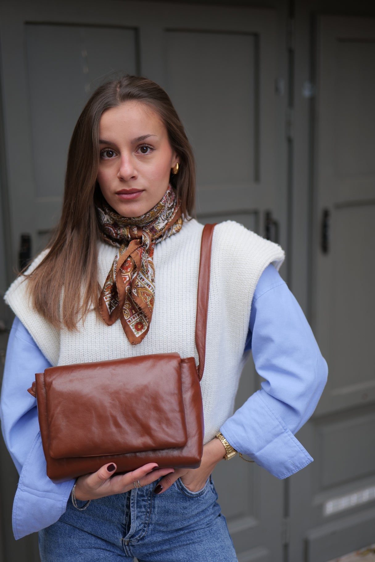 Besace en cuir ultra souple marron