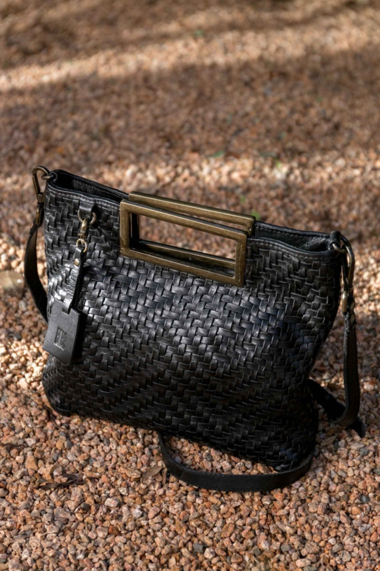 Sac en cuir tressé Biba noir