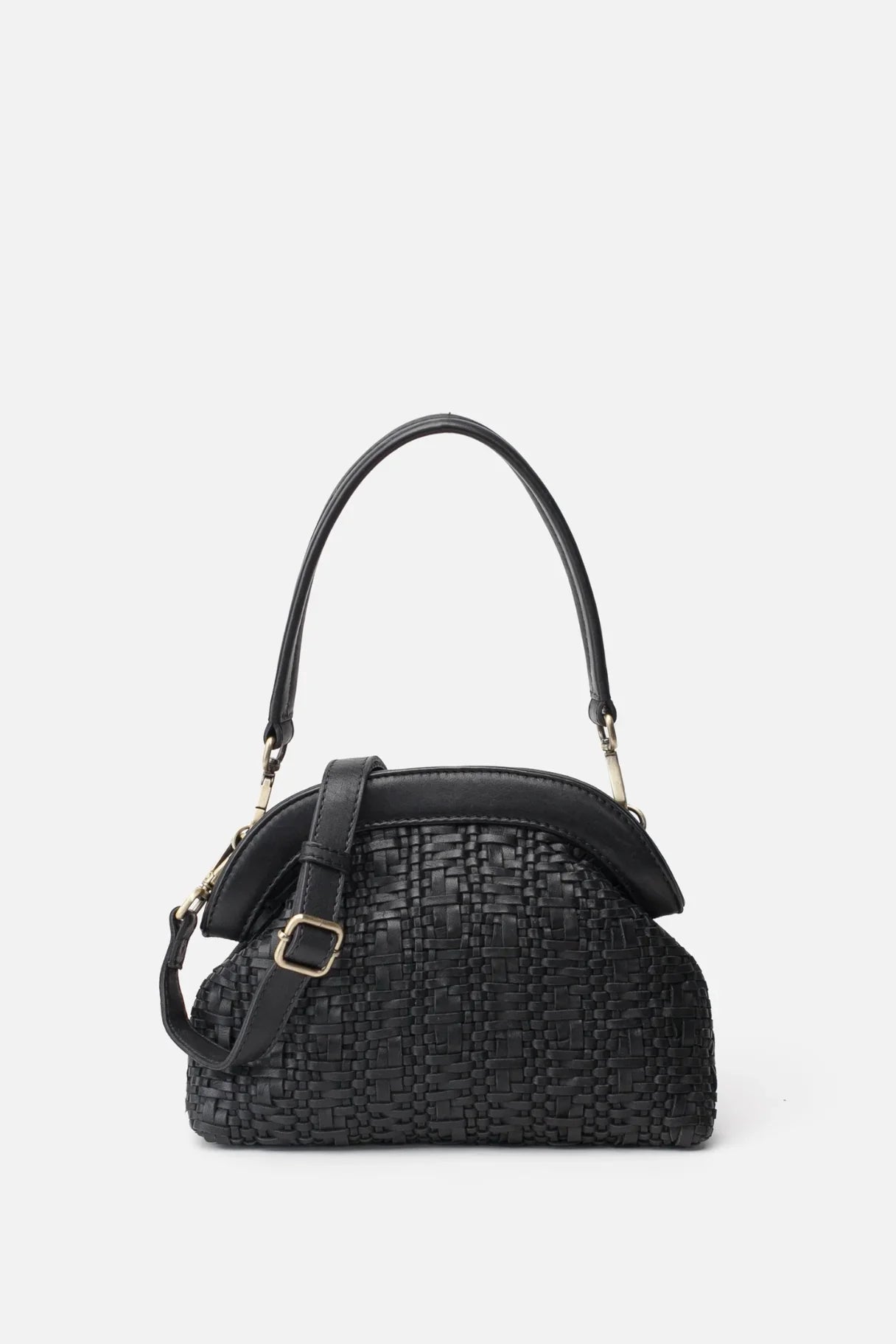 BIBA - Sac à main en cuir tressé de couleur noir - Nappa