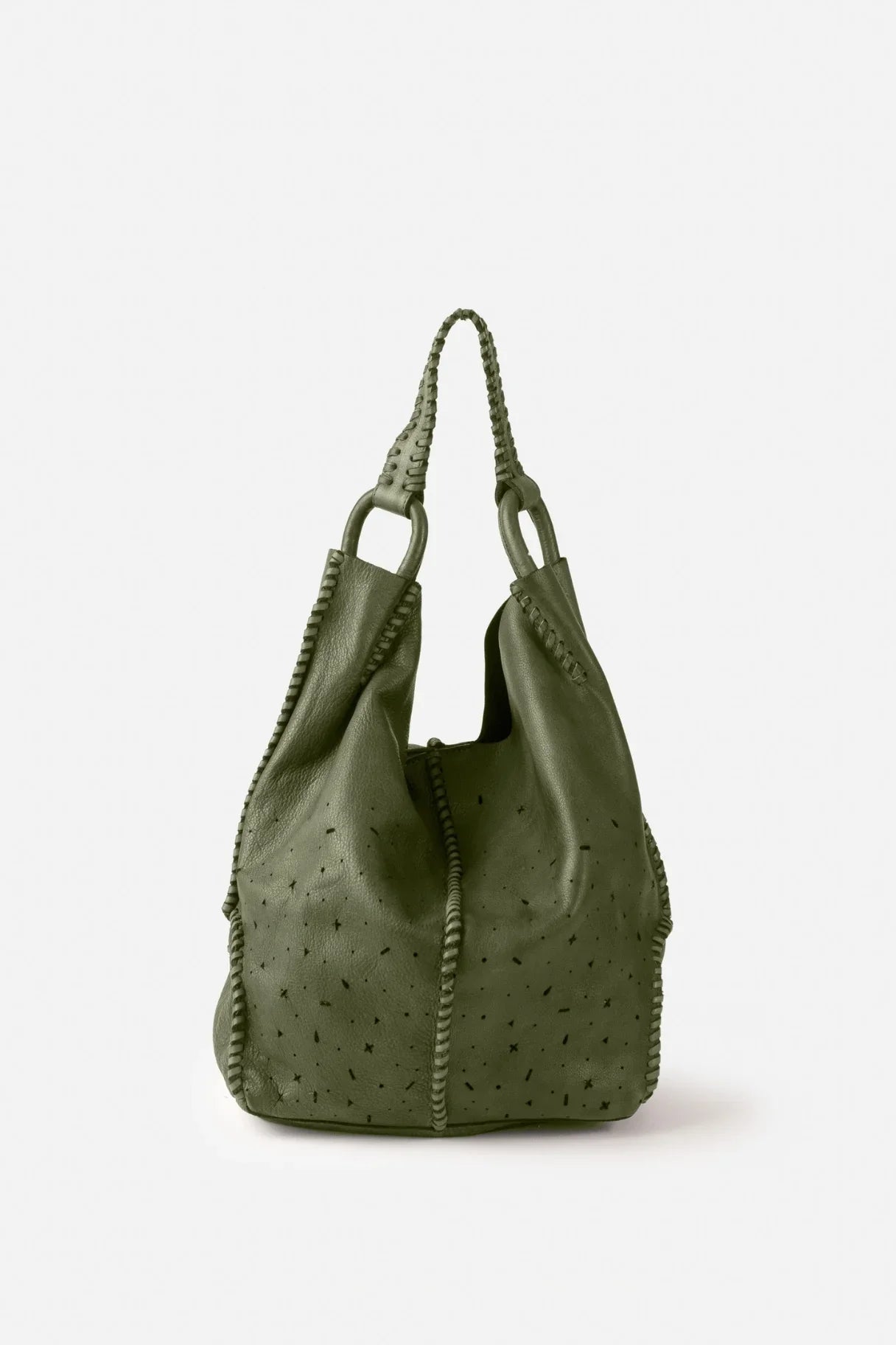 sac hobo Eagle EAG1L kaki – cuir perforé lavé Biba