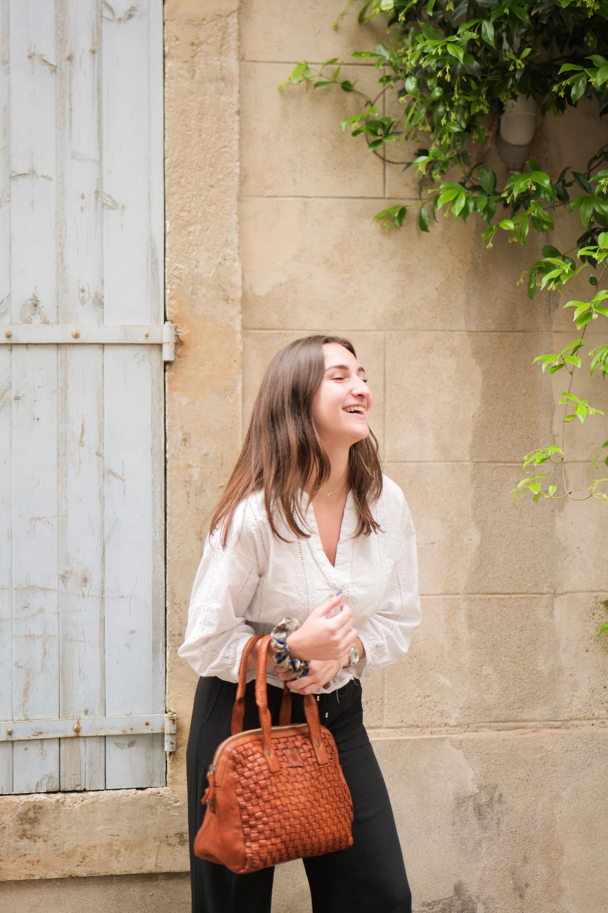 Sac bowling Kansas KA1 en cuir tressé marron