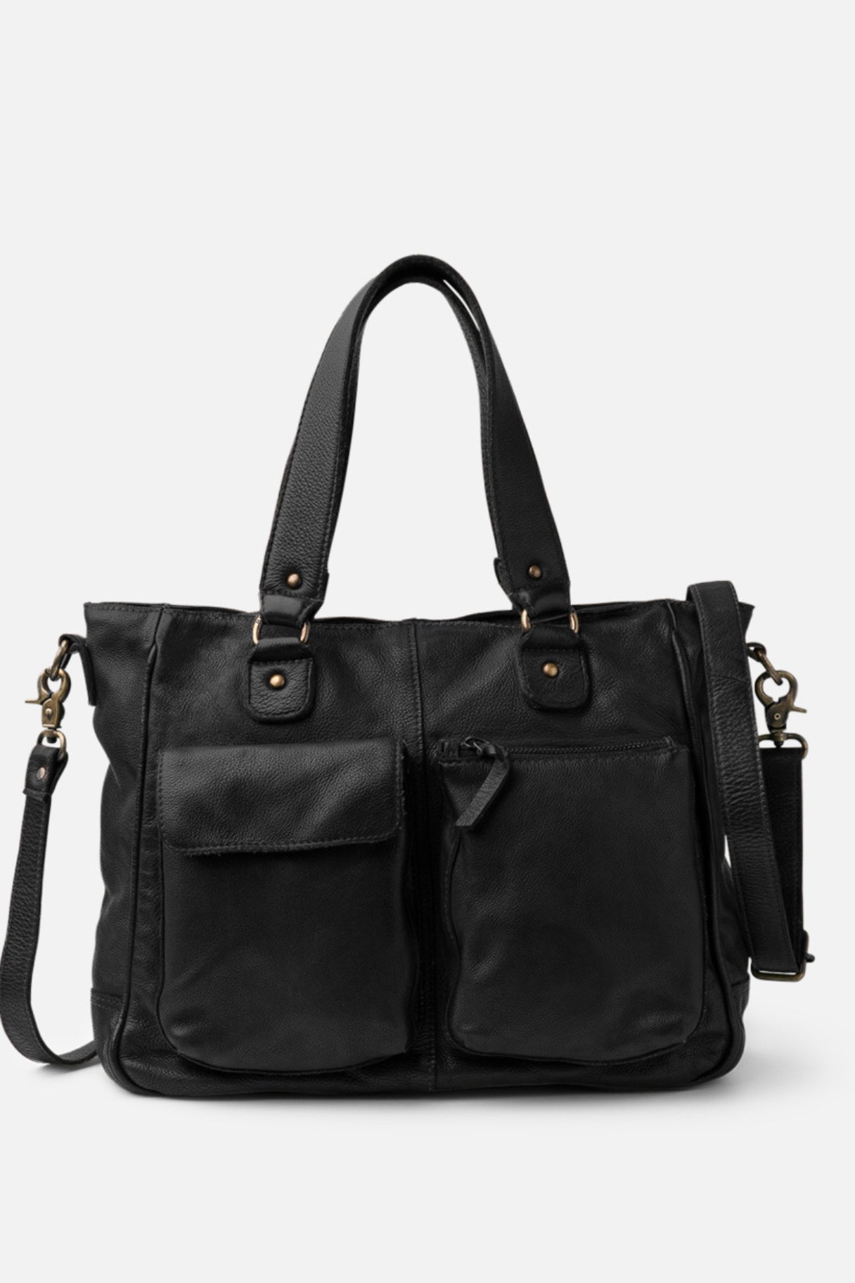 sac Keno KEO2L en cuir lavé noir – vue avant
