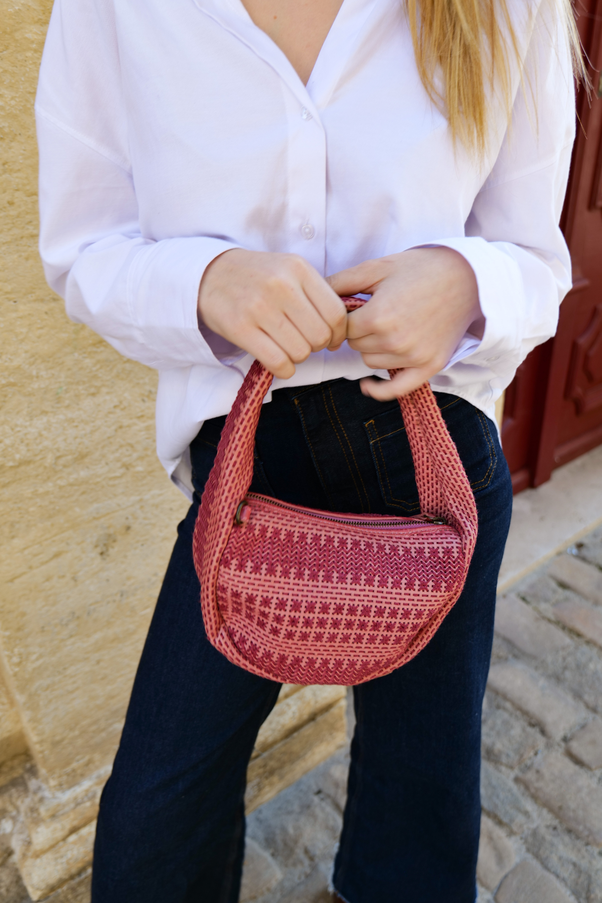 Petit sac Scranton en toile brodée et cuir BIBA SCA1L