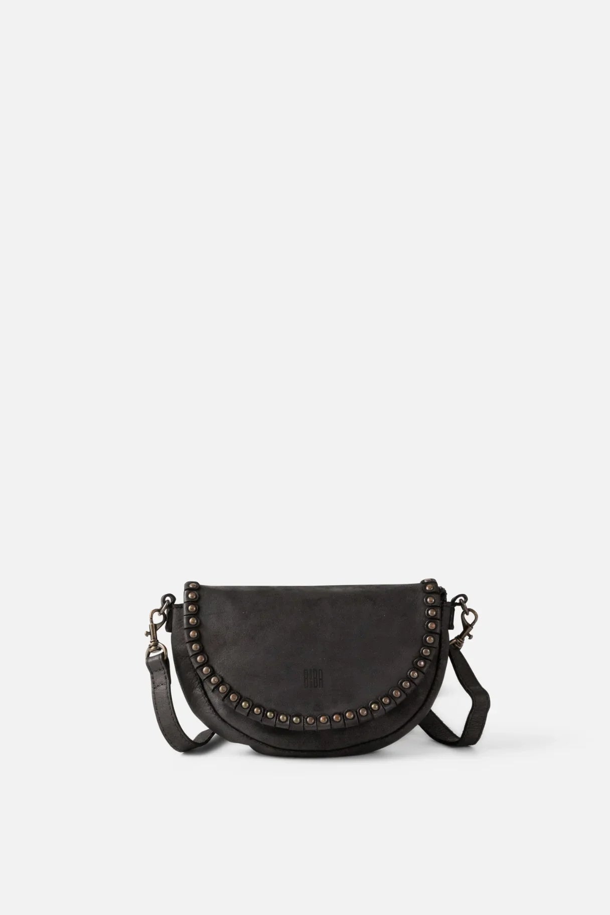 sac bandoulière Yampa YAM1L cuir noir – rabat à clous