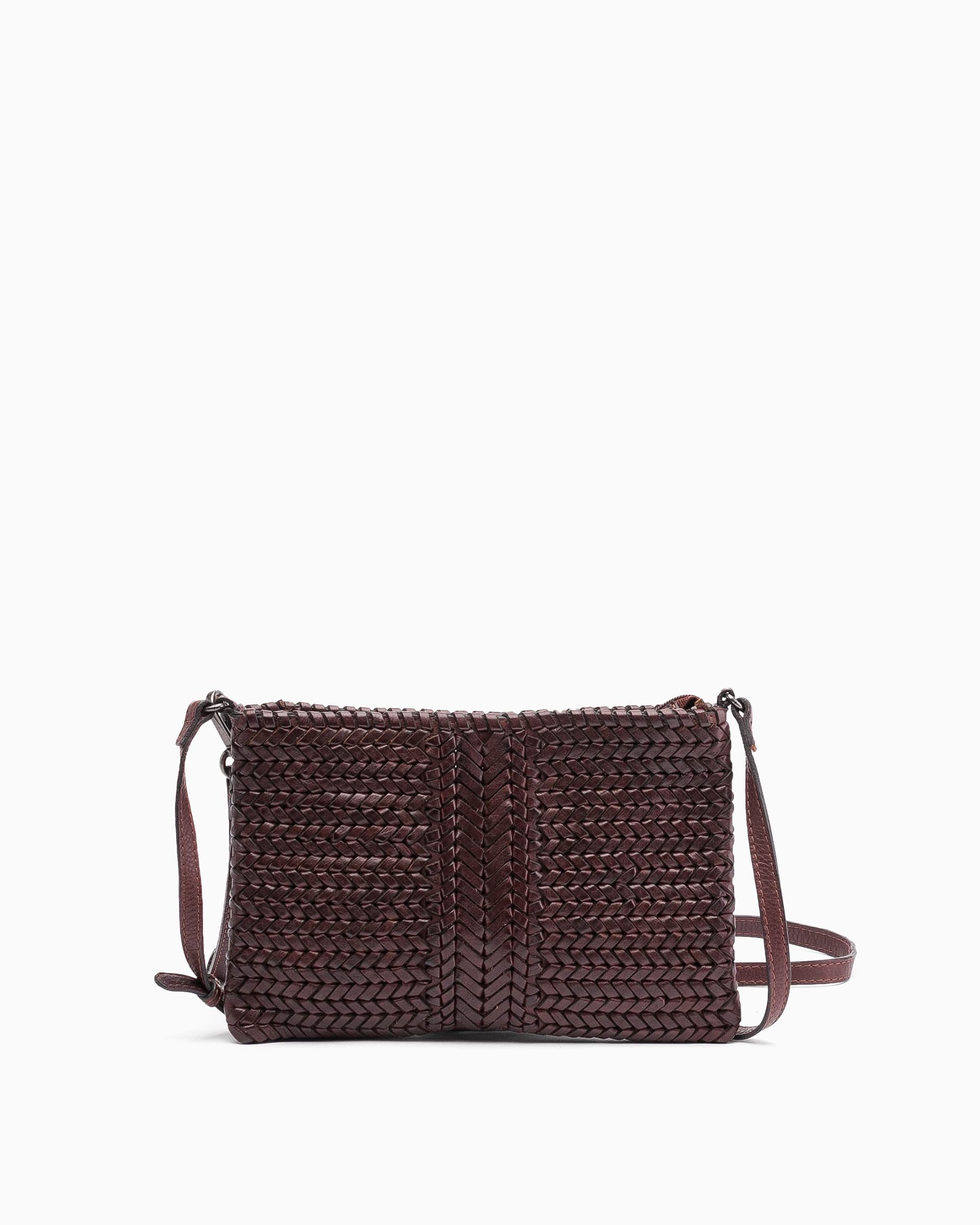 Biba andrews sac bandoulière bordeaux en cuir tressé