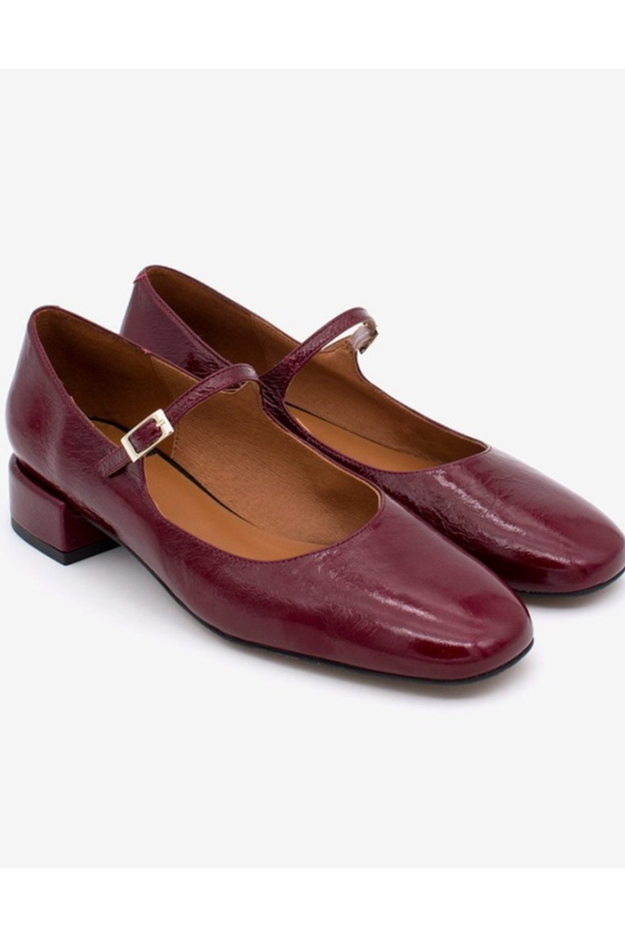 Ballerines vernies bordeaux avec fermeture Angel Alarcon - Nappa maroquinerie 